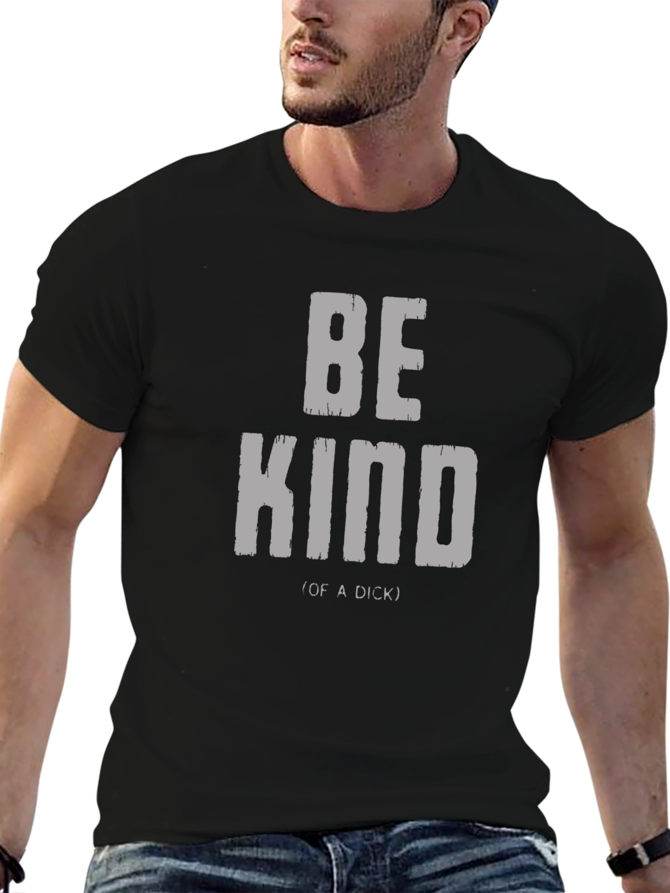 Black Be Kind T-Shirt - Black Crew Neck view 6
