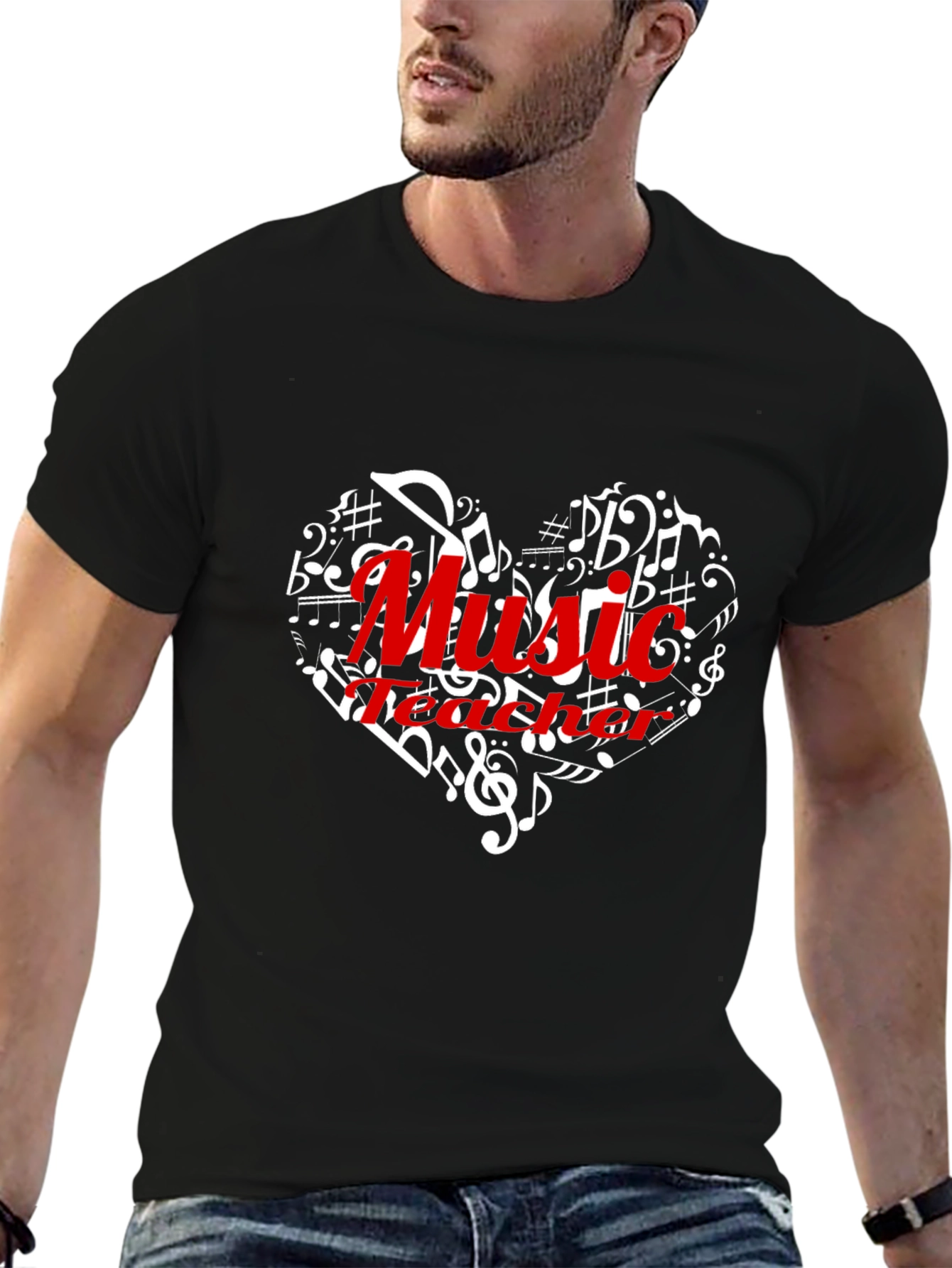 Black Music Teacher Heart T-Shirt view 6