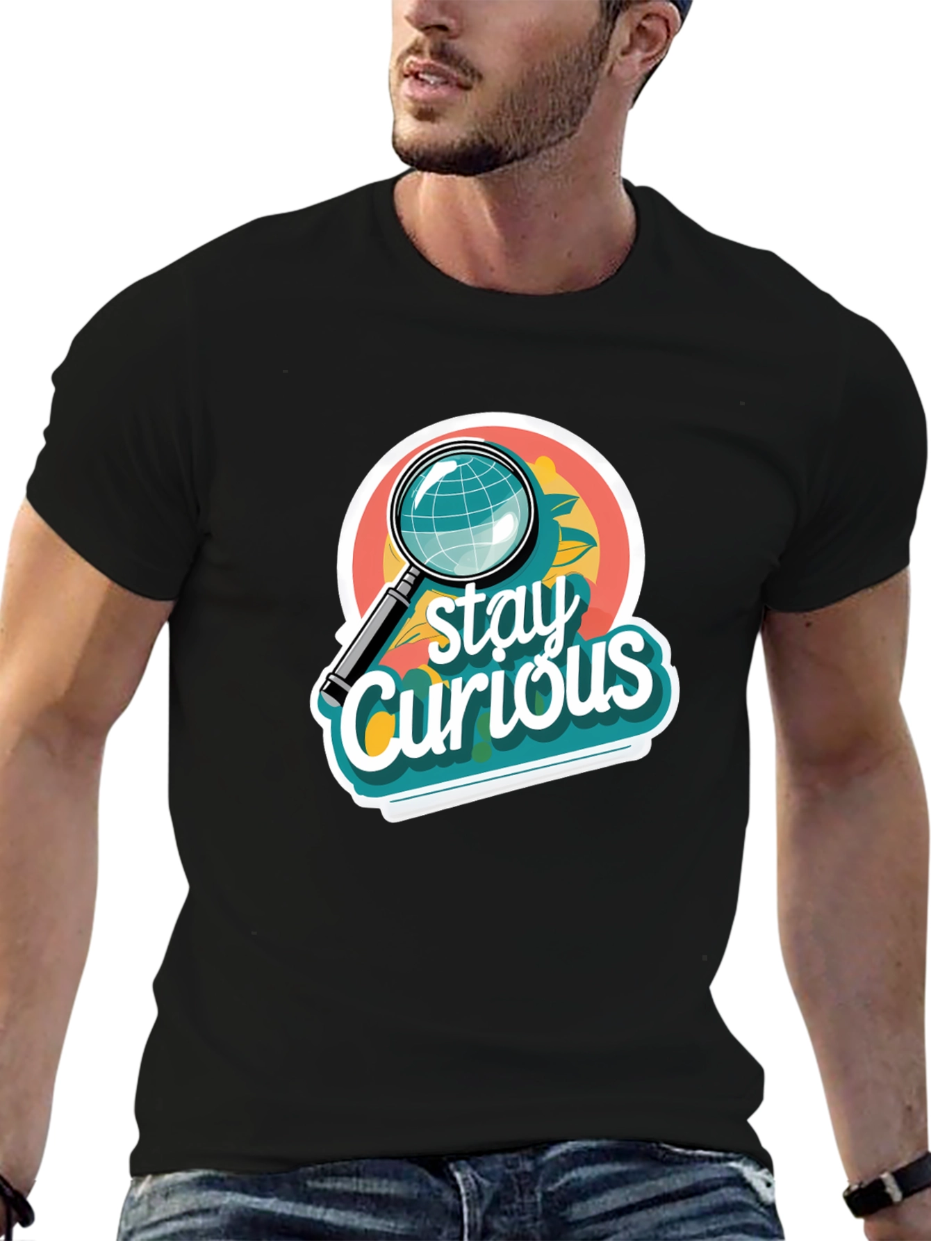 Black Stay Curious Graphic T-Shirt view 6