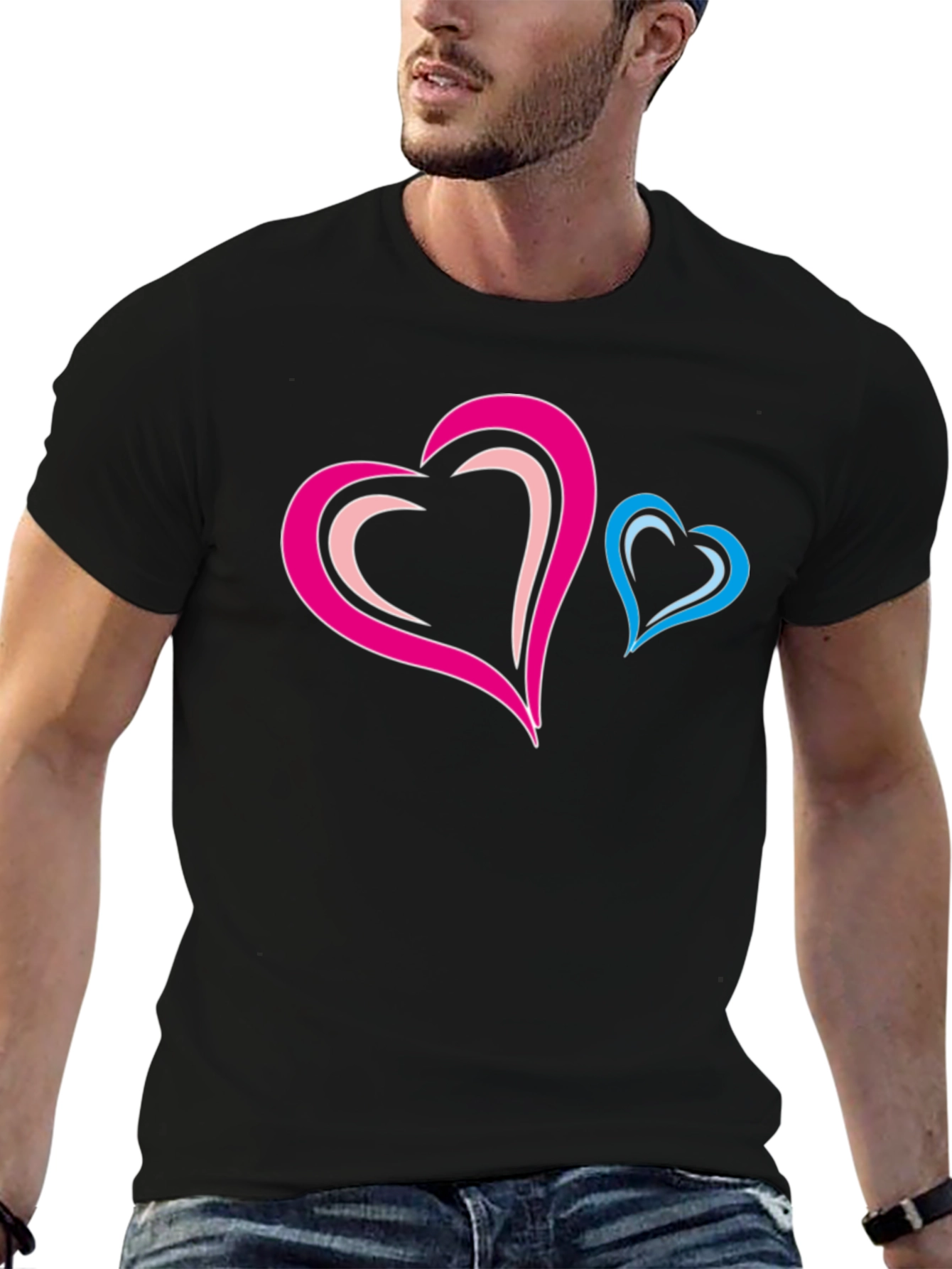 Black Stylish Black T-Shirt with Heart Design view 6