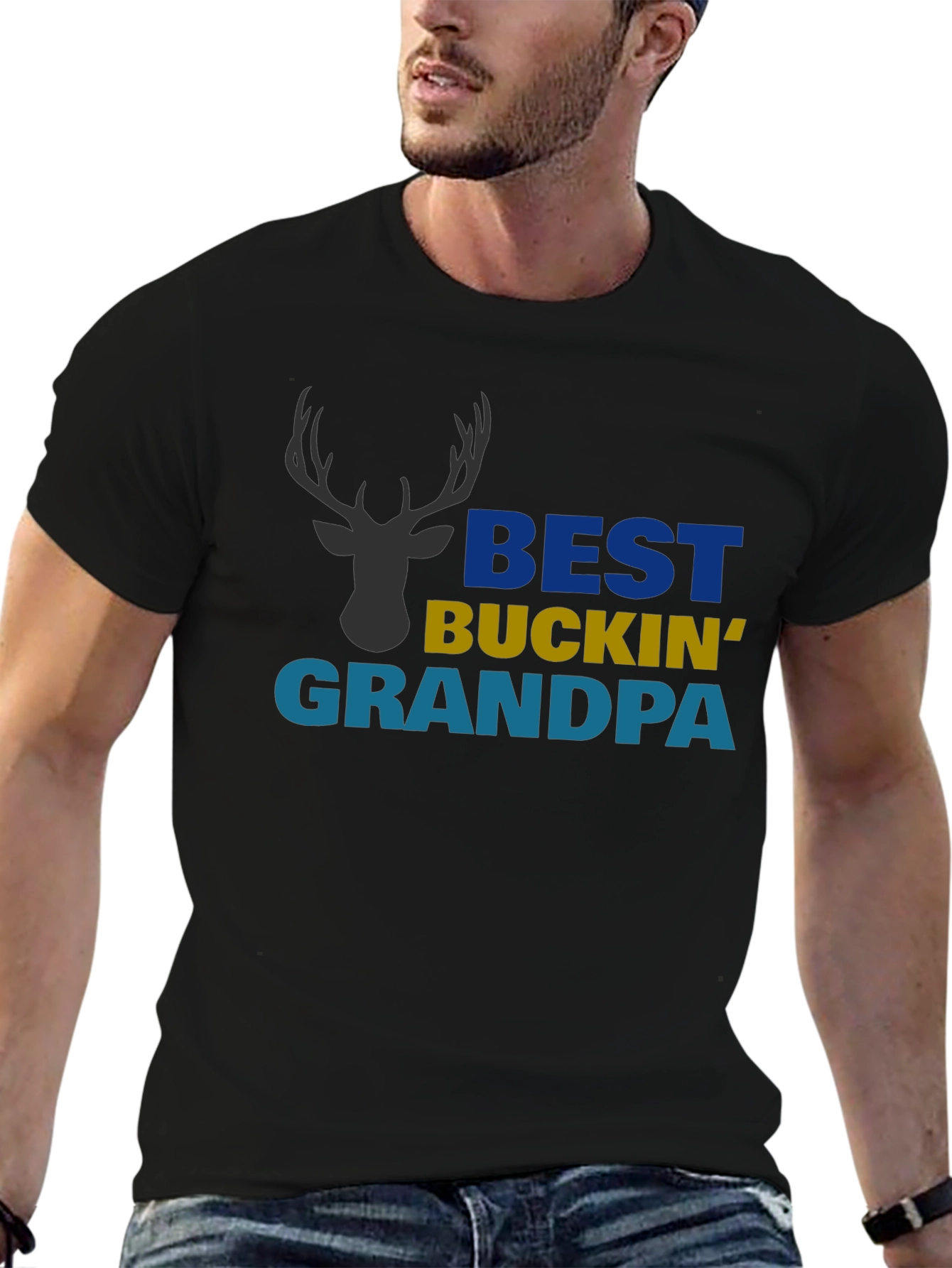 Black Best Buckin' Grandpa Graphic T-Shirt view 6