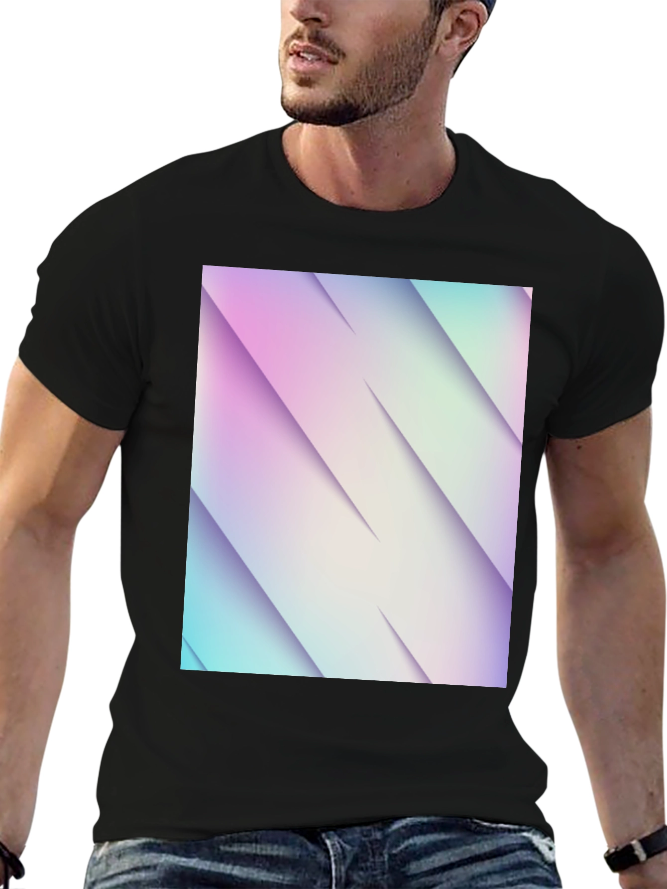 Black Modern Gradient T-Shirt - Stylish Geometric Design view 6
