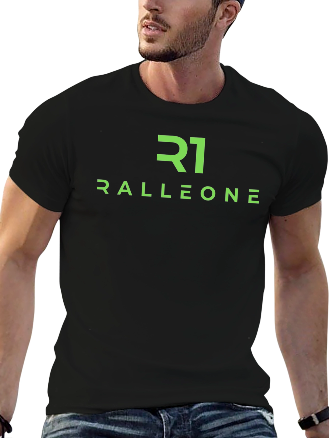 Black Ralleone Graphic Tee - Black Cotton Blend Casual T-Shirt view 6