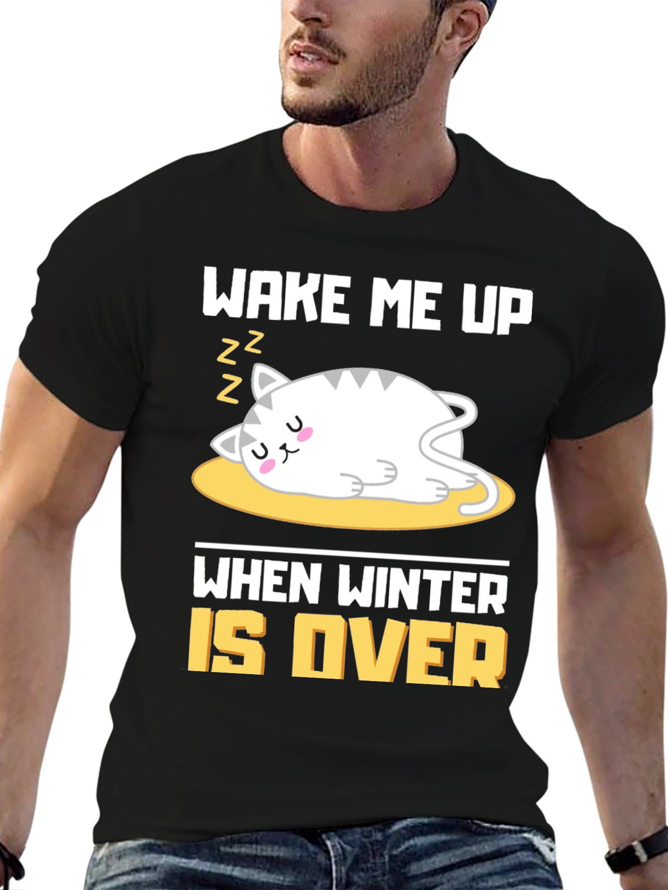 Black Wake Me Up When Winter Is Over T-Shirt view 6