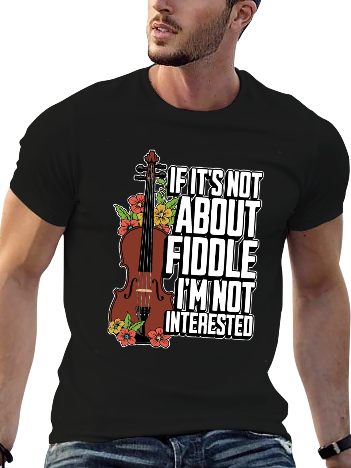 Black Fiddle Lover T-Shirt - If It's Not About Fiddle Tee view 6
