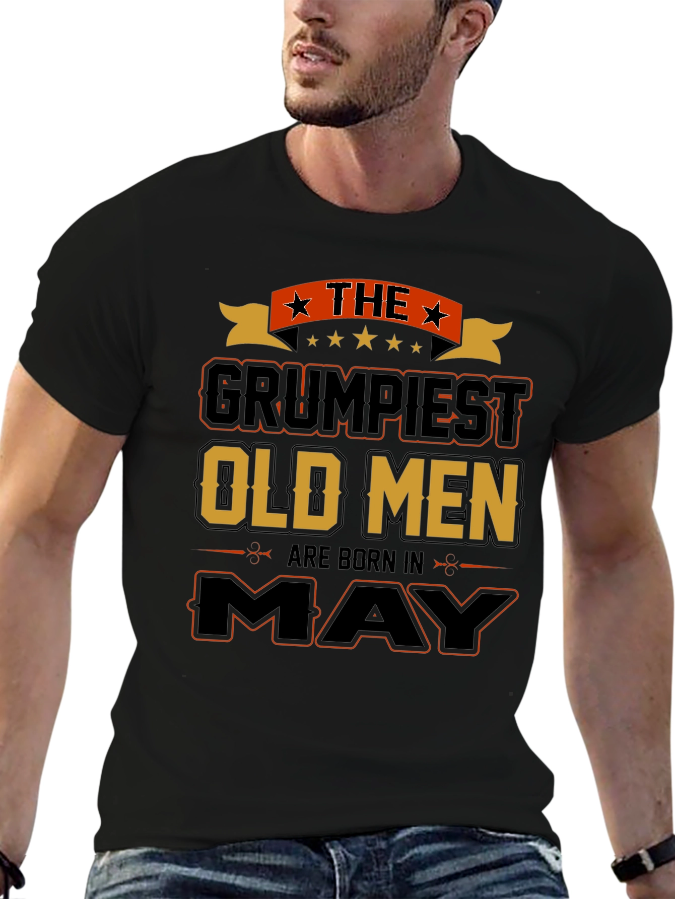 Black Grumpiest Old Men Born In May T-Shirt view 6