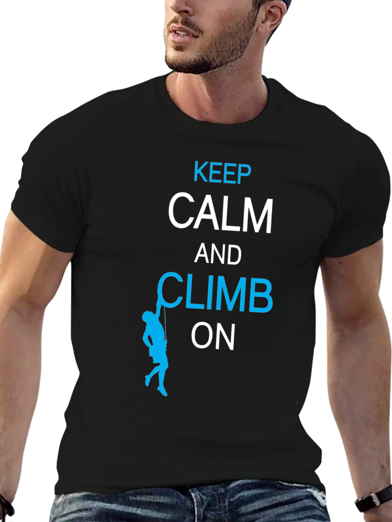 Black Keep Calm and Climb On T-Shirt view 6