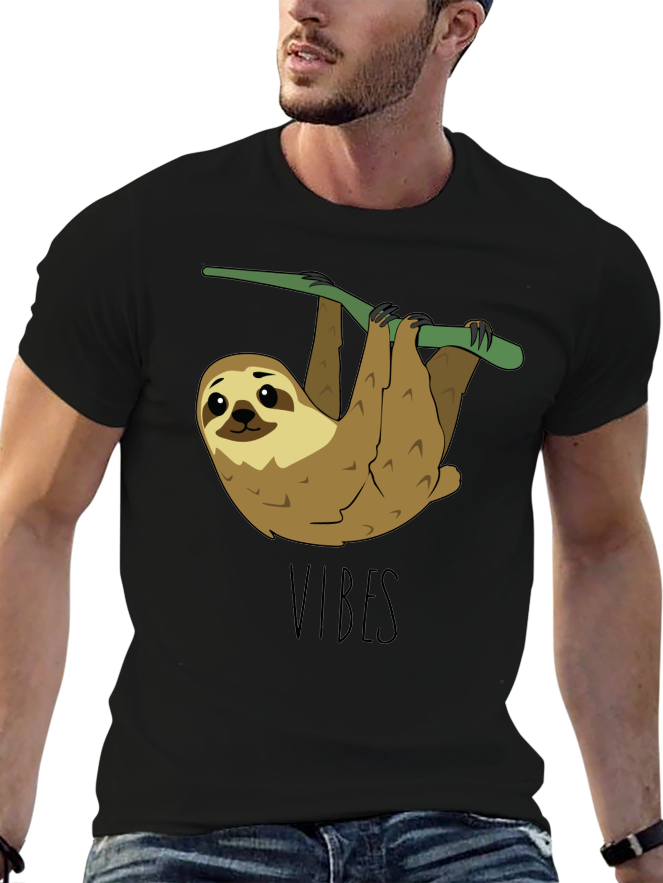 Black Sloth Vibes T-Shirt - Cute Animal Tee view 6