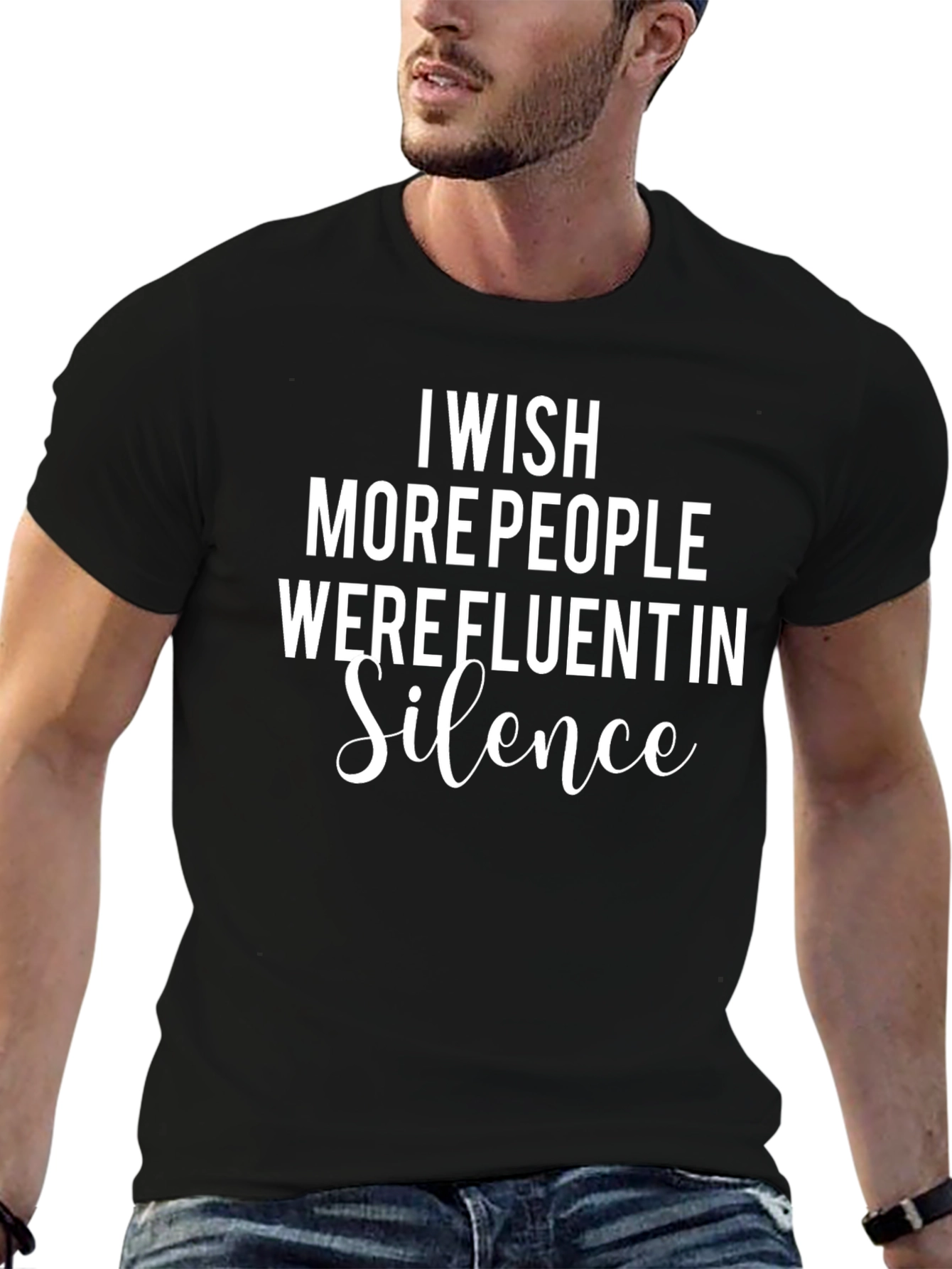 Black Fluent in Silence Graphic Tee, Unisex view 6