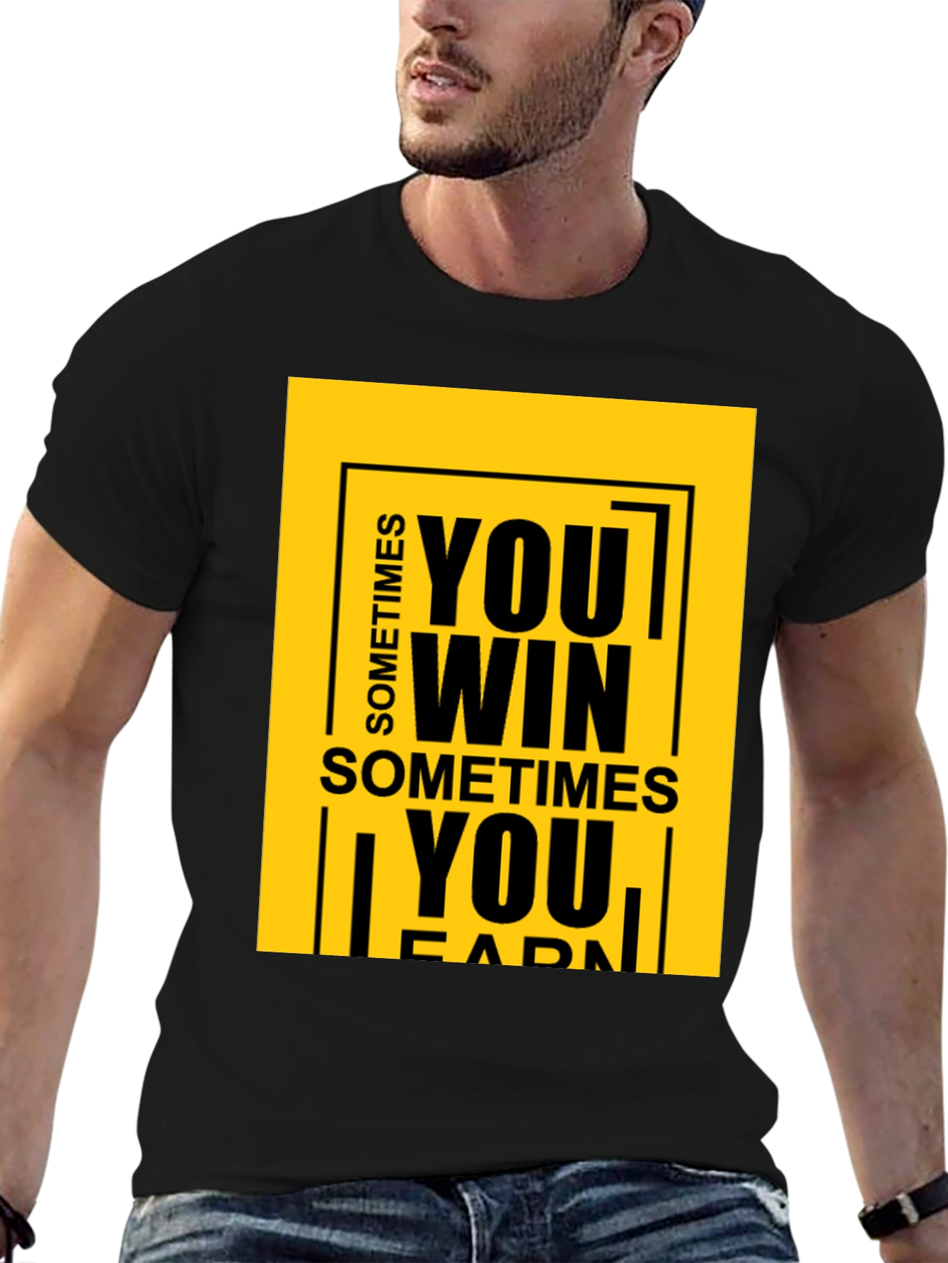 Black Motivational Graphic Tee: Sometimes You Win T-Shirt view 6