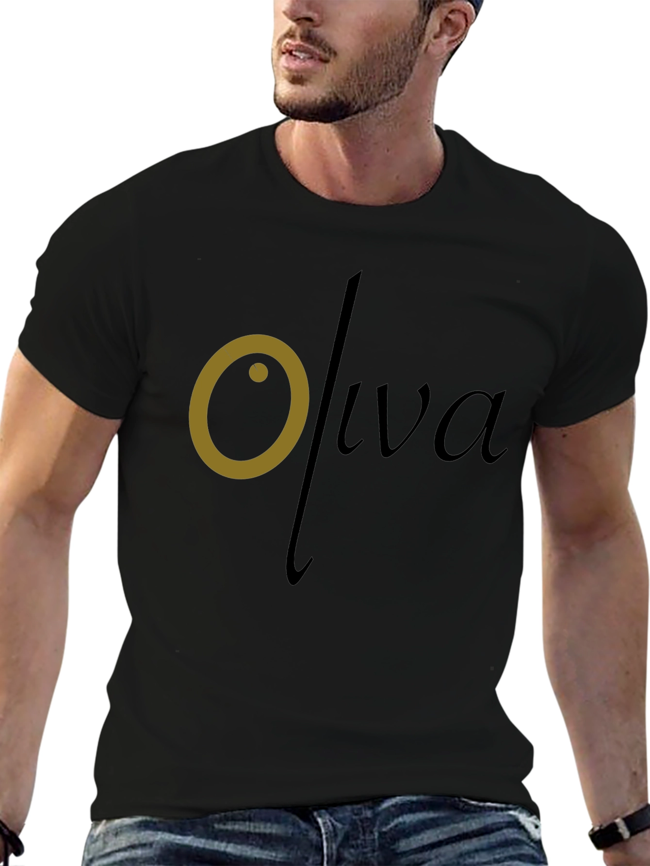 Black Oliva Graphic Tee - Stylish & Comfortable Black T-Shirt view 6