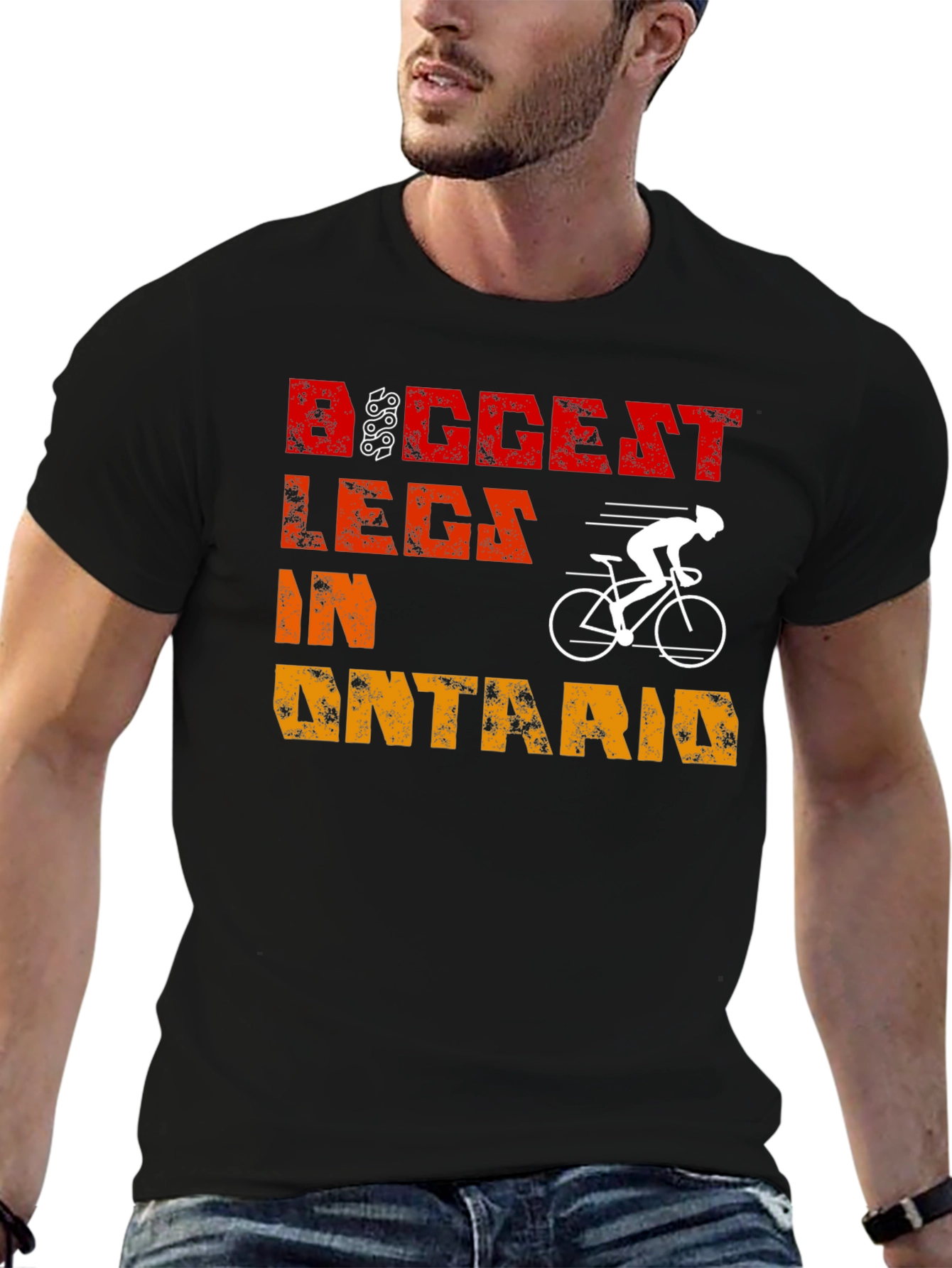 Black Biggest Legs in Ontario Cycling T-Shirt view 6