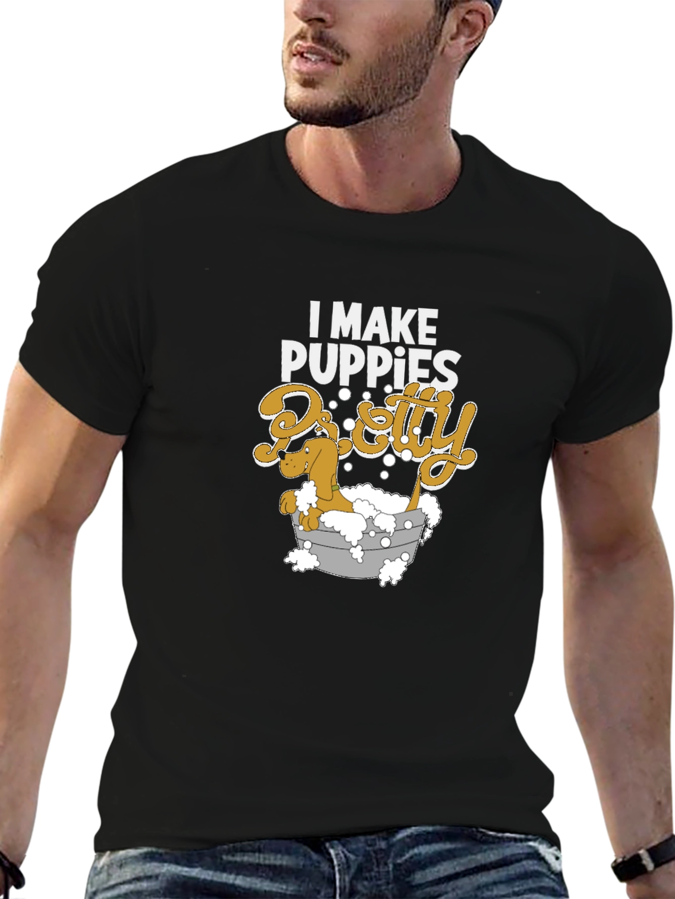 Black I Make Puppies Pretty T-Shirt Funny Dog Groomer Tee view 6