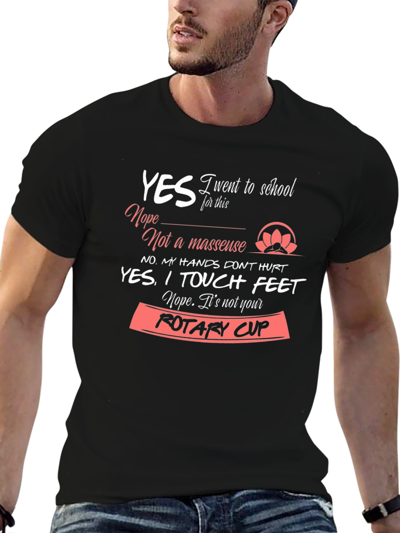 Black Funny Massage Therapist T-Shirt - Rotary Cup view 6