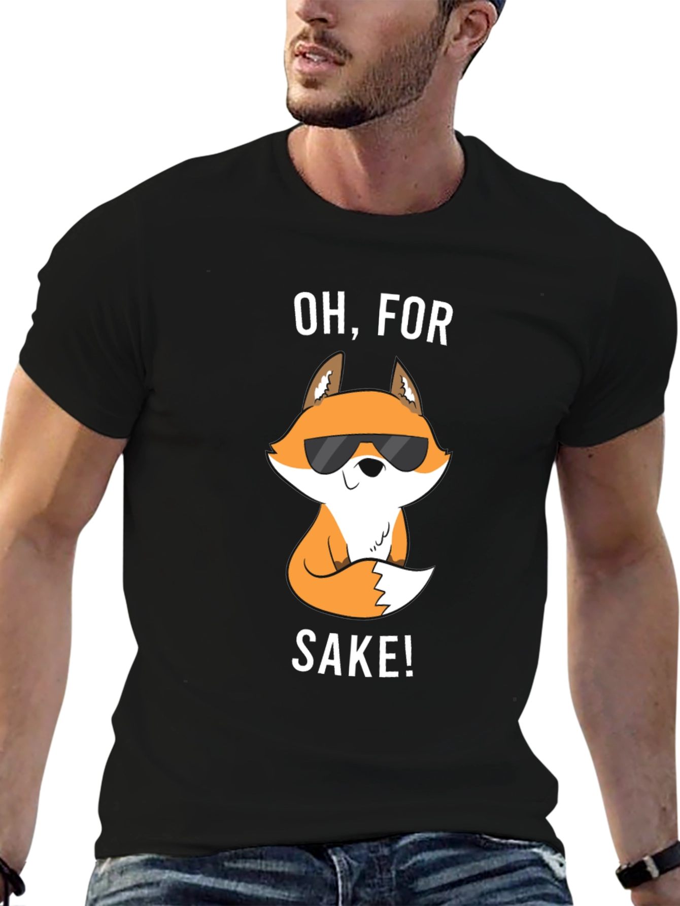 Black Funny Fox T-Shirt - Oh, For Fox Sake! view 6