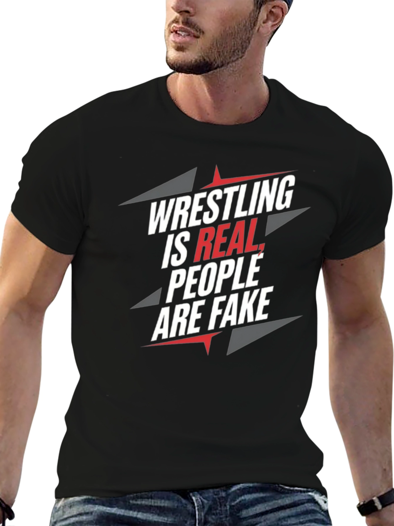 Black Wrestling Is Real, People Are Fake T-Shirt view 6