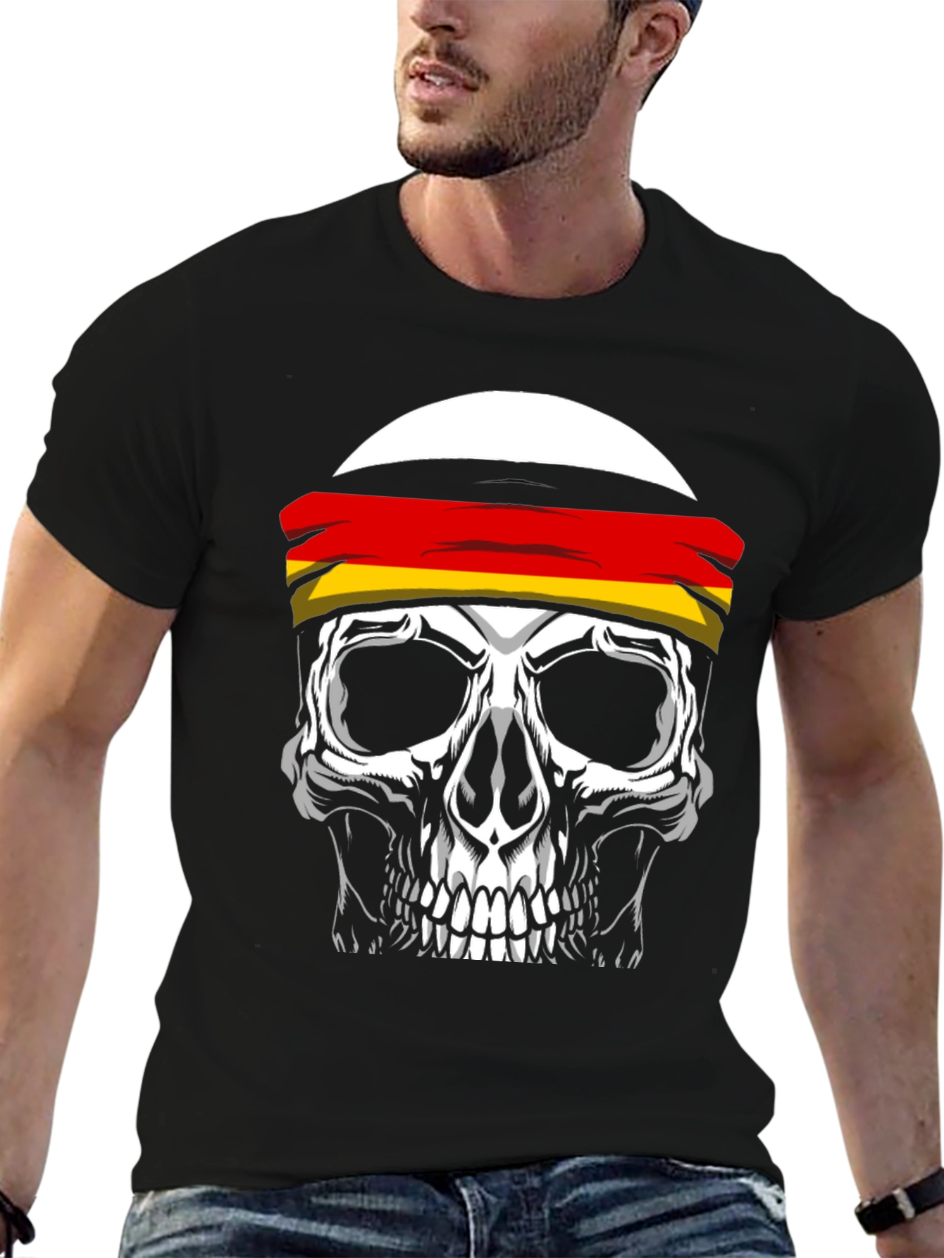 Skull with German Flag Headband Graphic Tee - 6