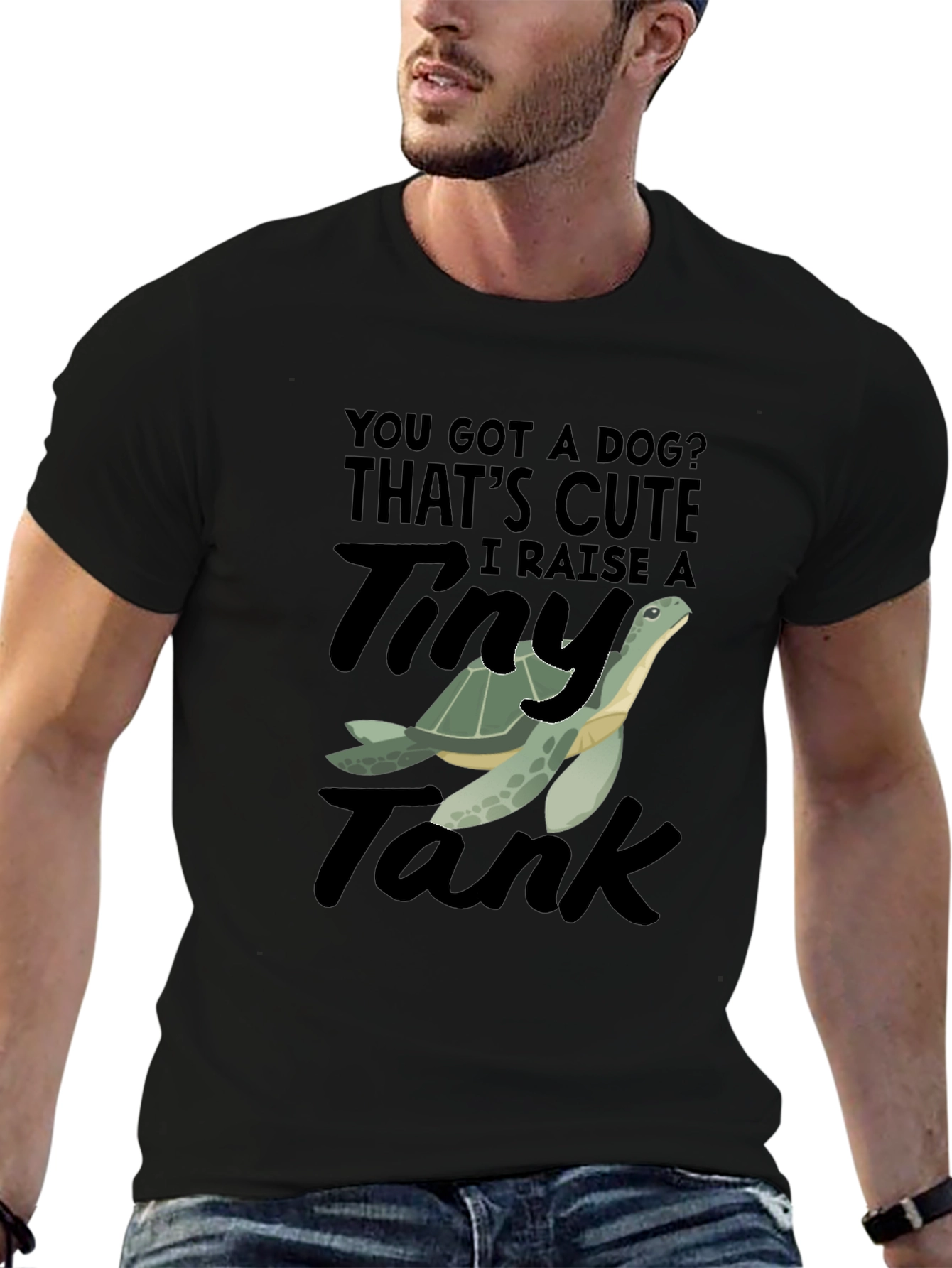 Black Tiny Tank Turtle Graphic Tee - Unisex view 6