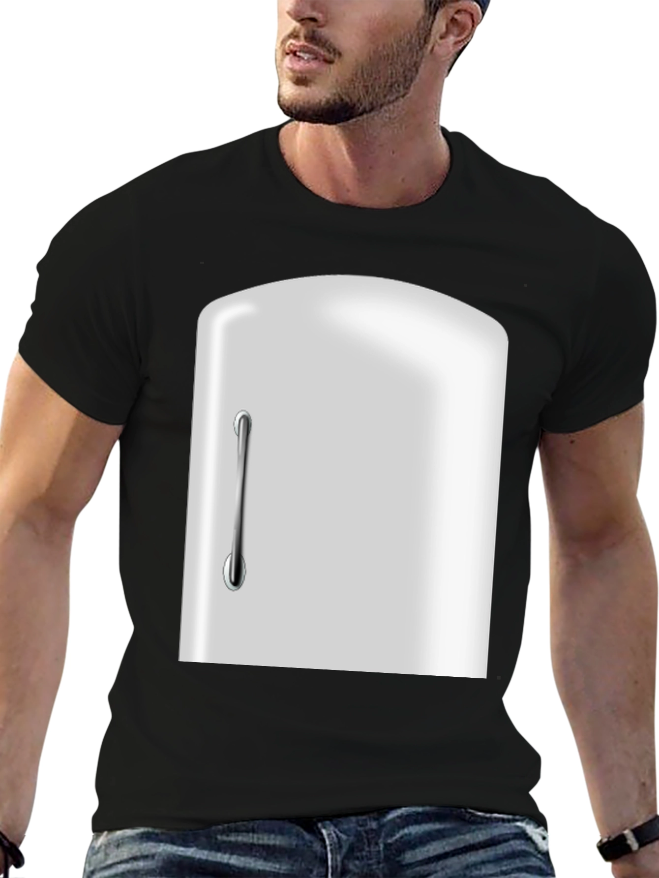 Black Novelty Refrigerator Door Graphic T-Shirt view 6