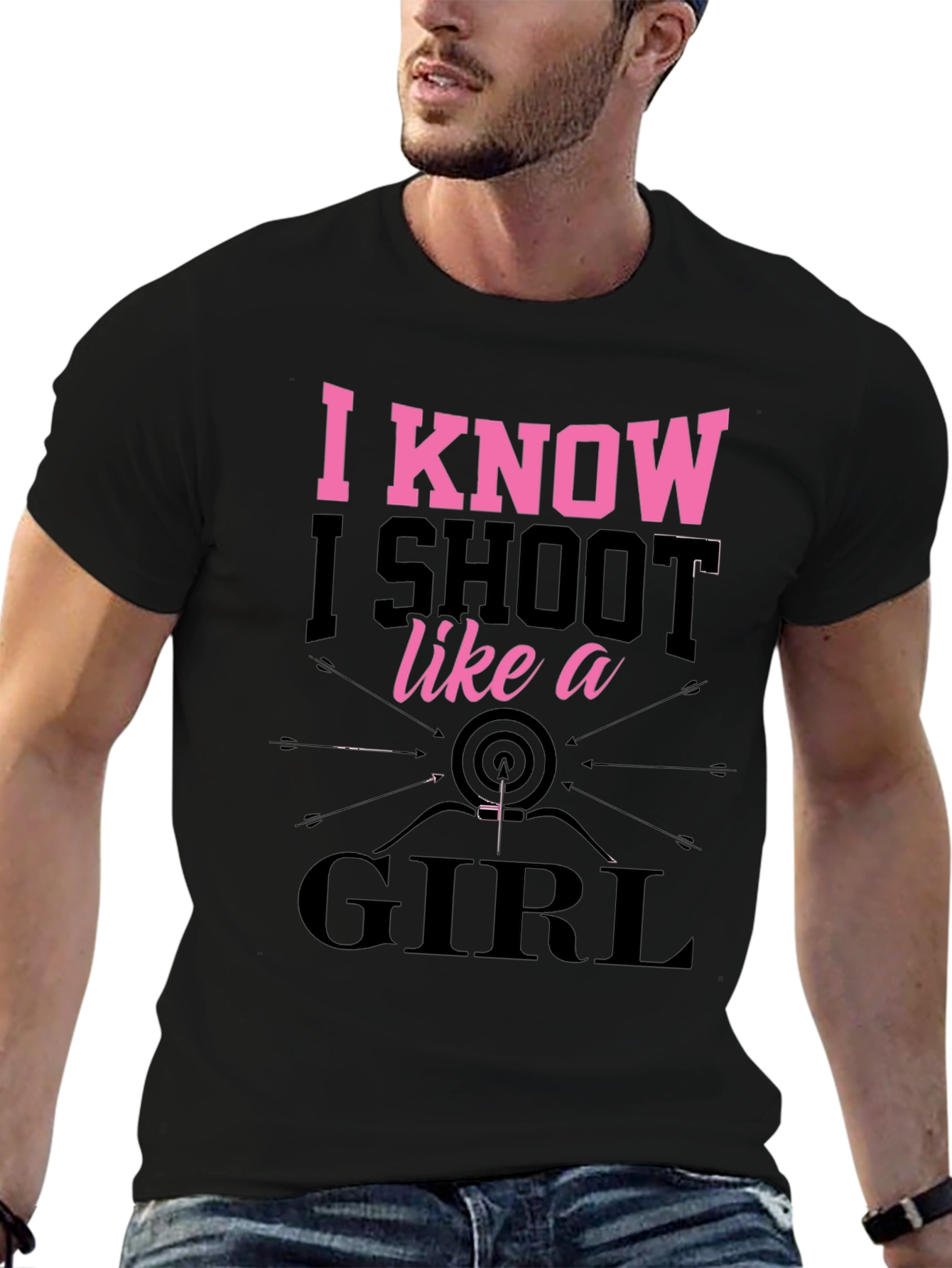 Black I Know I Shoot Like a Girl T-Shirt view 6