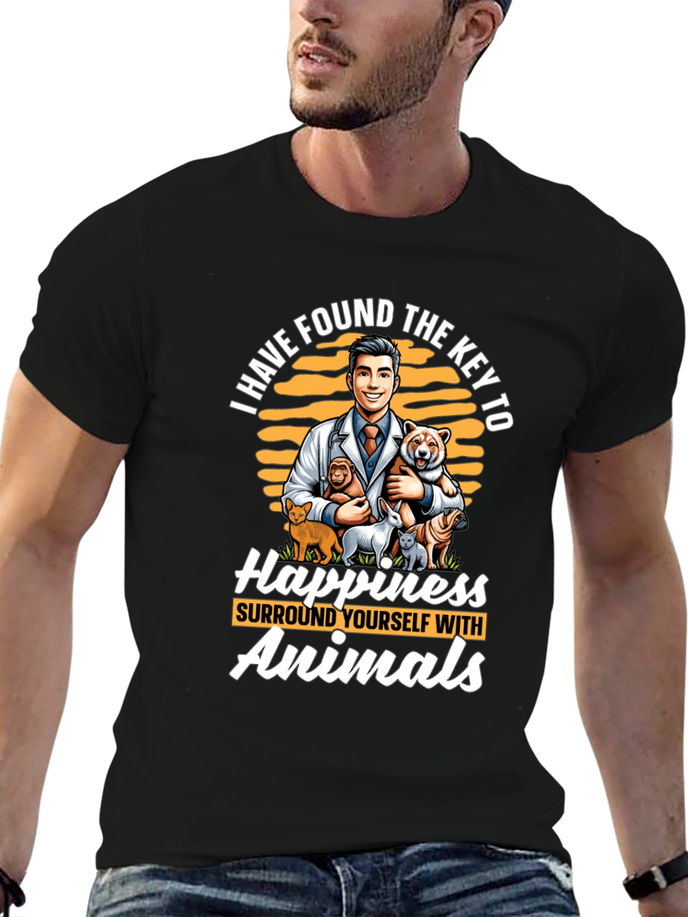 Black Vet & Animal Lover Graphic T-Shirt view 6