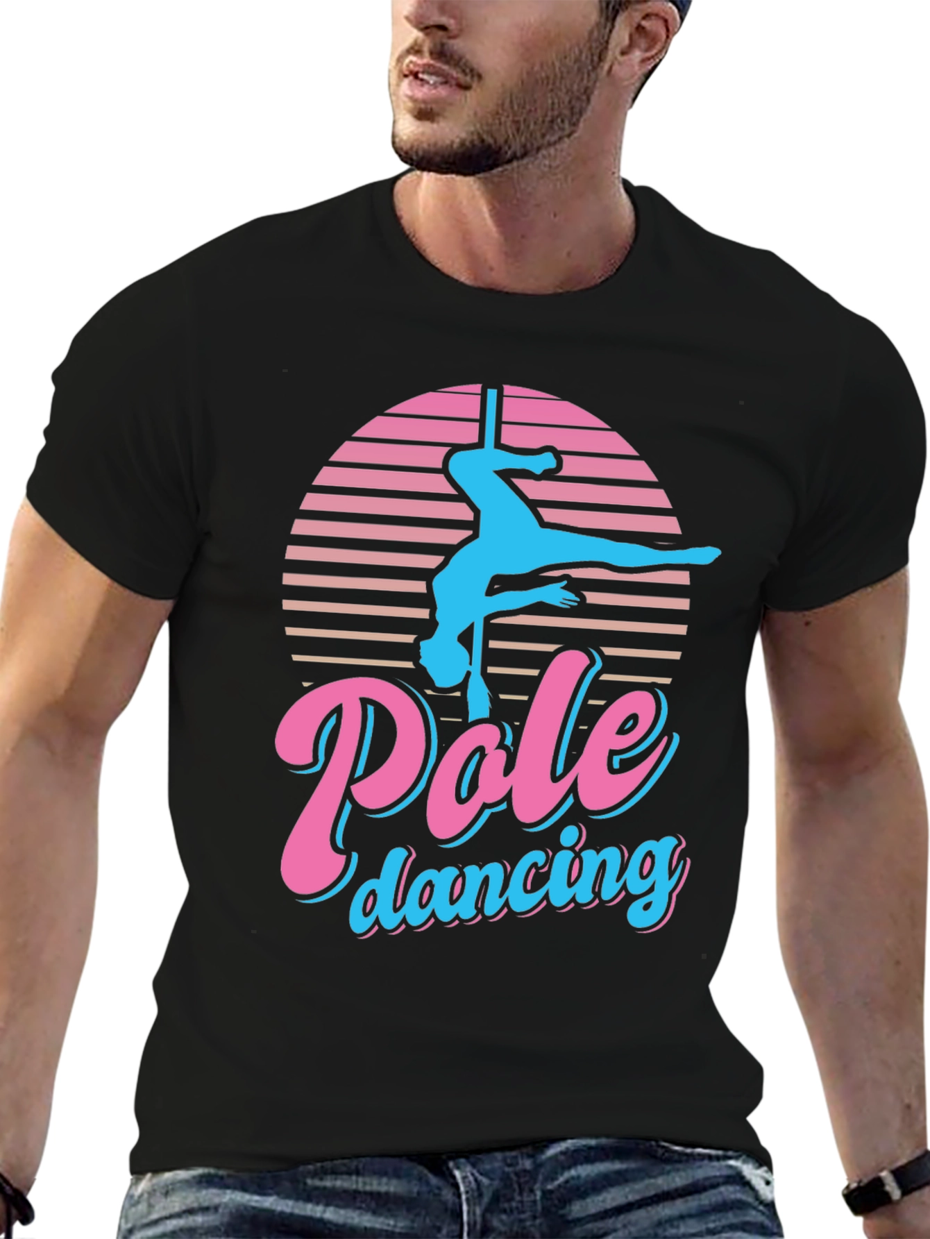 Black Retro Pole Dancing Graphic T-Shirt view 6