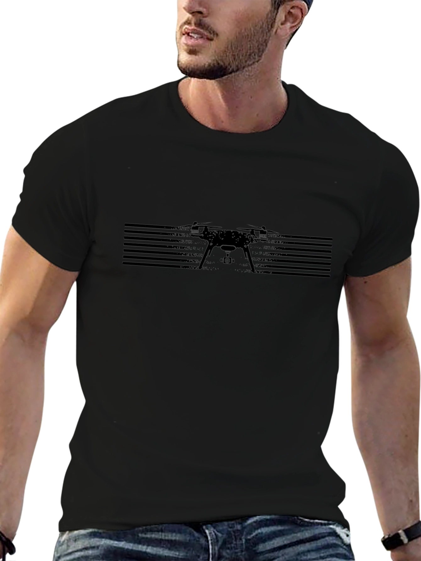Drone Graphic Tee - Black, Modern Style - 6