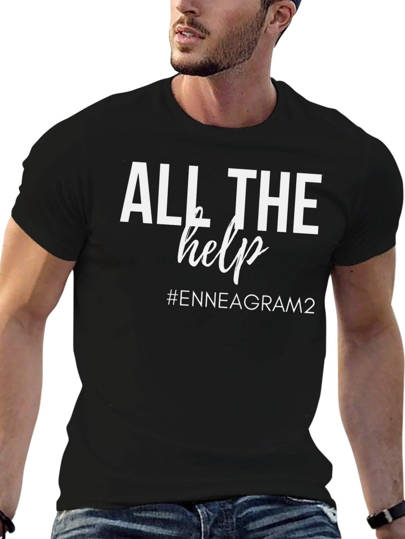 Black All The Help Enneagram 2 T-Shirt view 6