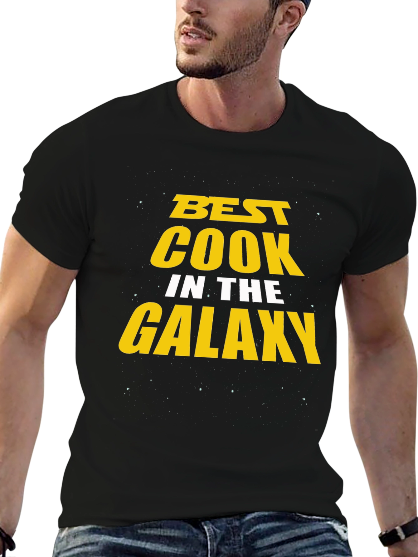 Black Best Cook in the Galaxy Graphic T-Shirt view 6