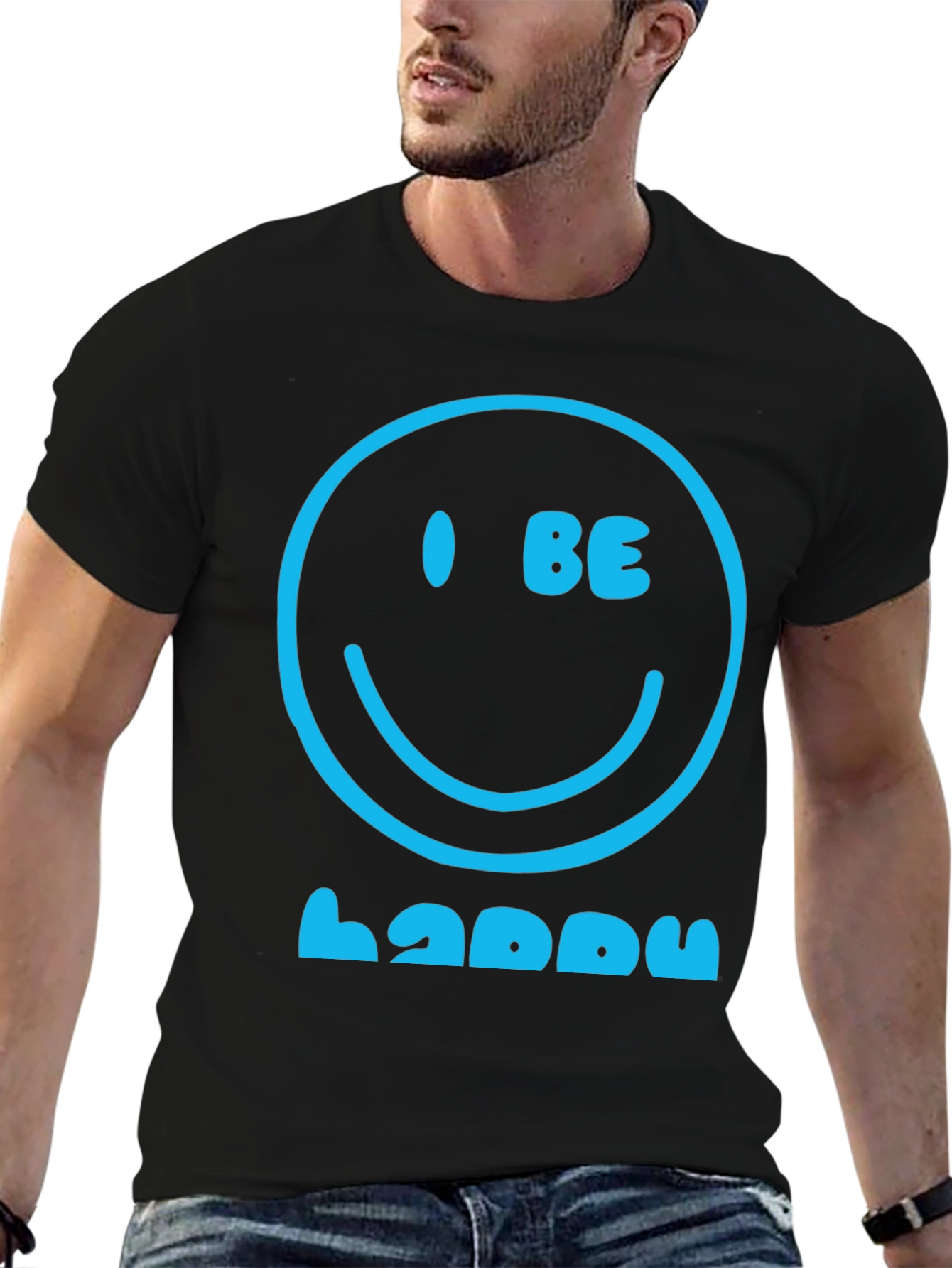 Black I Be Happy Graphic Tee - Positive Vibes T-Shirt view 6