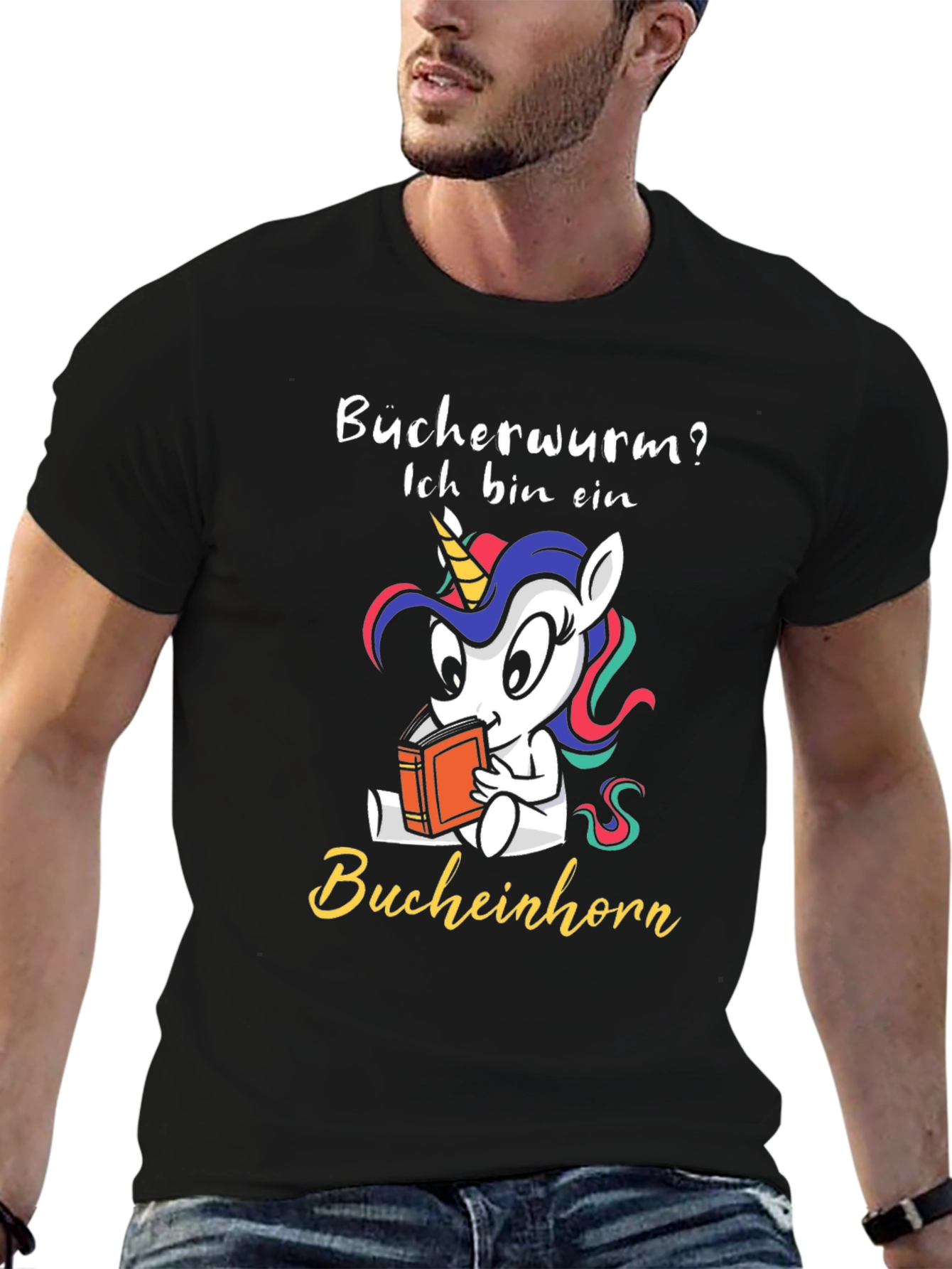 Black Bookworm Unicorn T-Shirt - Funny Reader Tee view 6