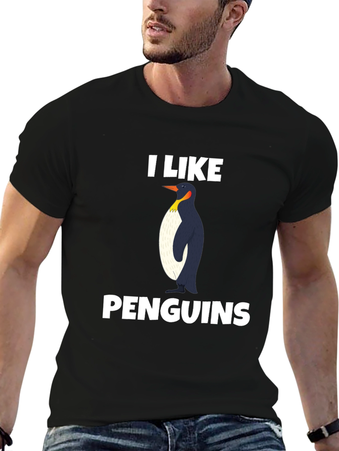 Black I Like Penguins T-Shirt - Black Graphic Tee view 6