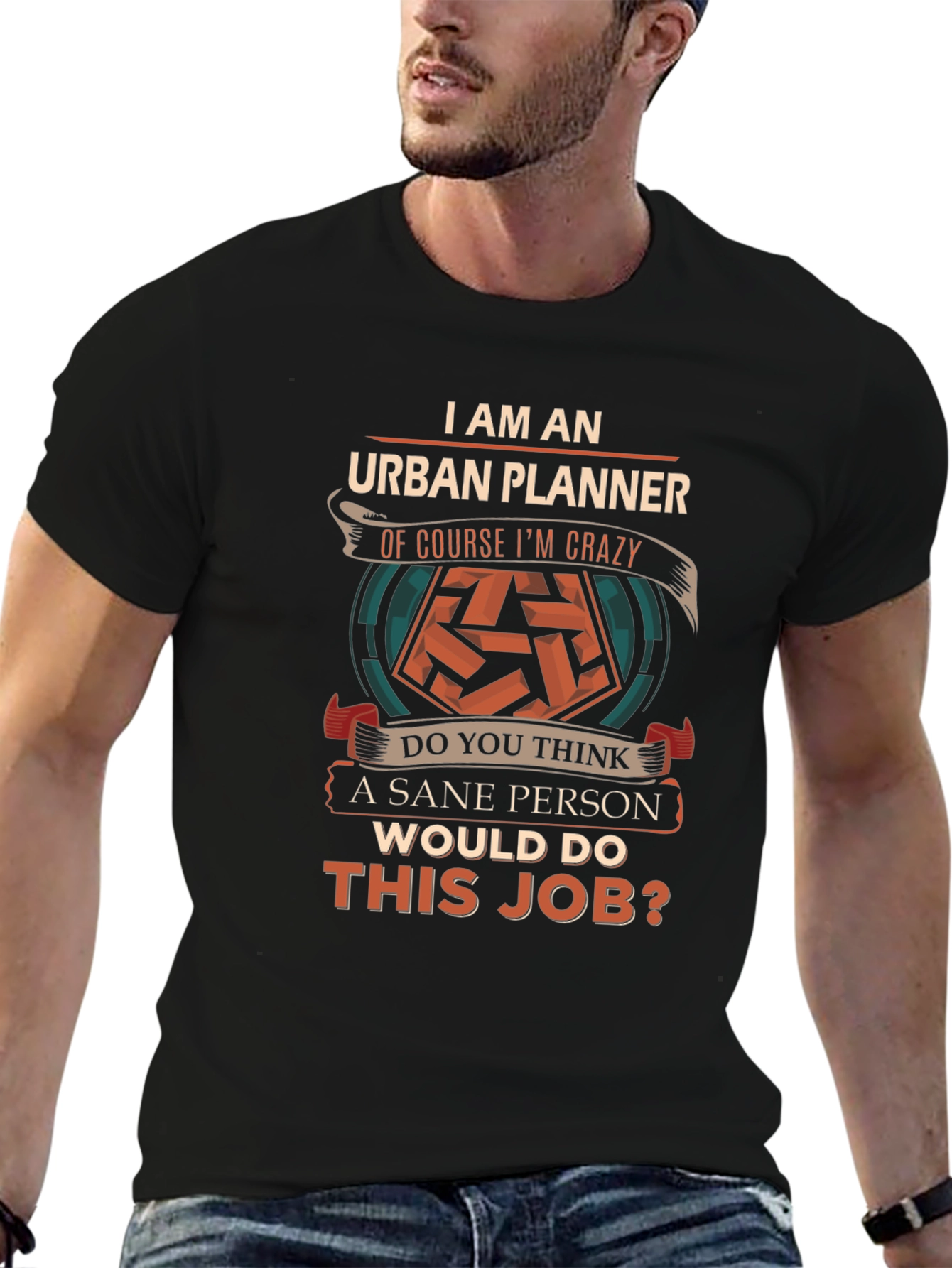 Black Urban Planner Crazy T-Shirt view 6