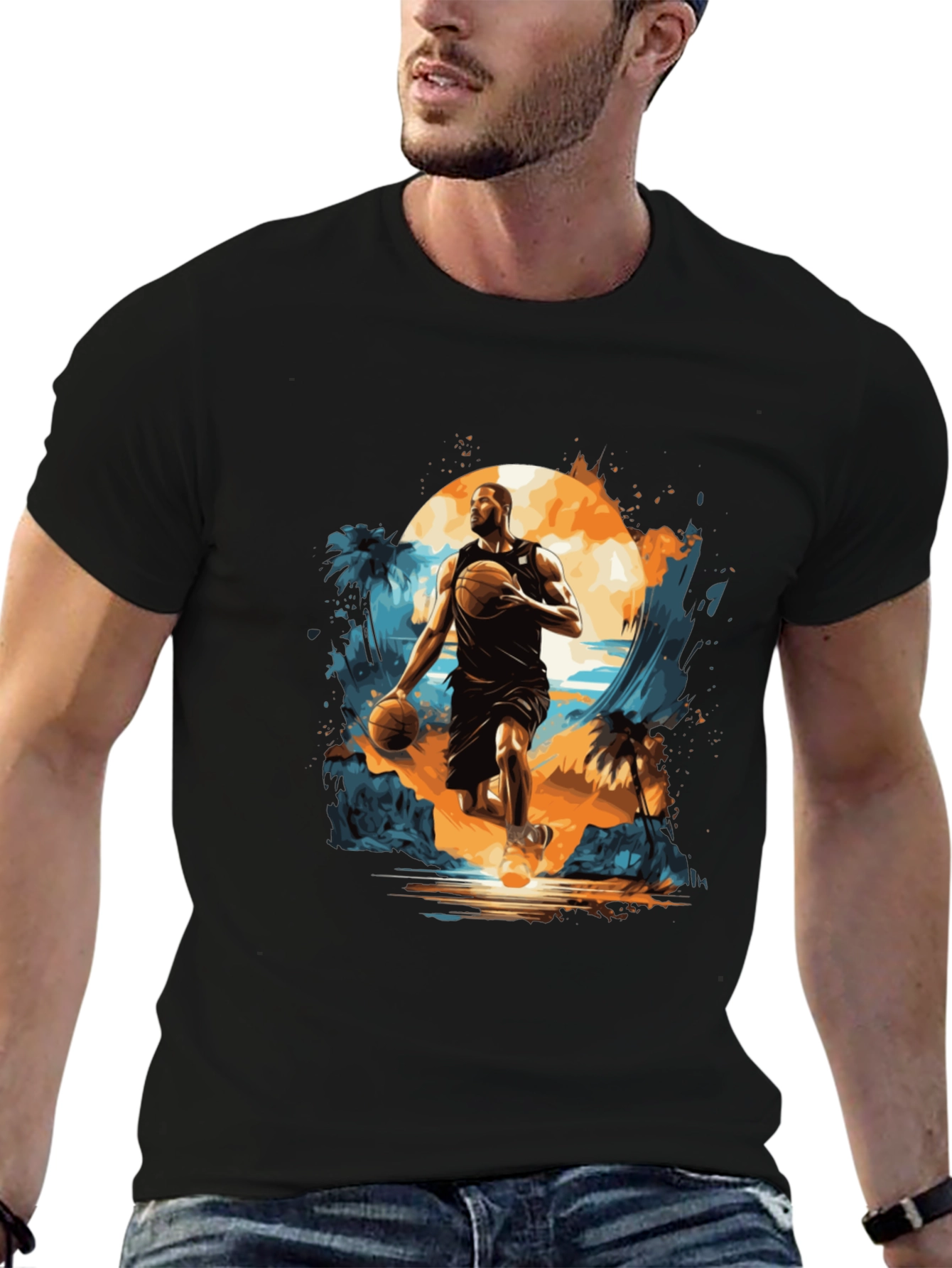 Black Basketball Island T-Shirt view 6