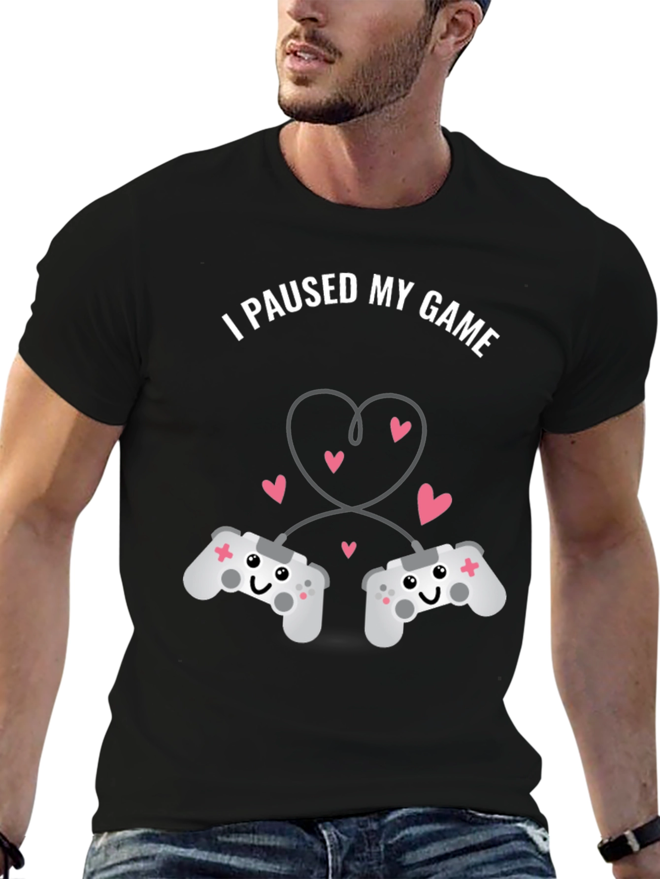 Black I Paused My Game T-Shirt - Gamer Love view 6