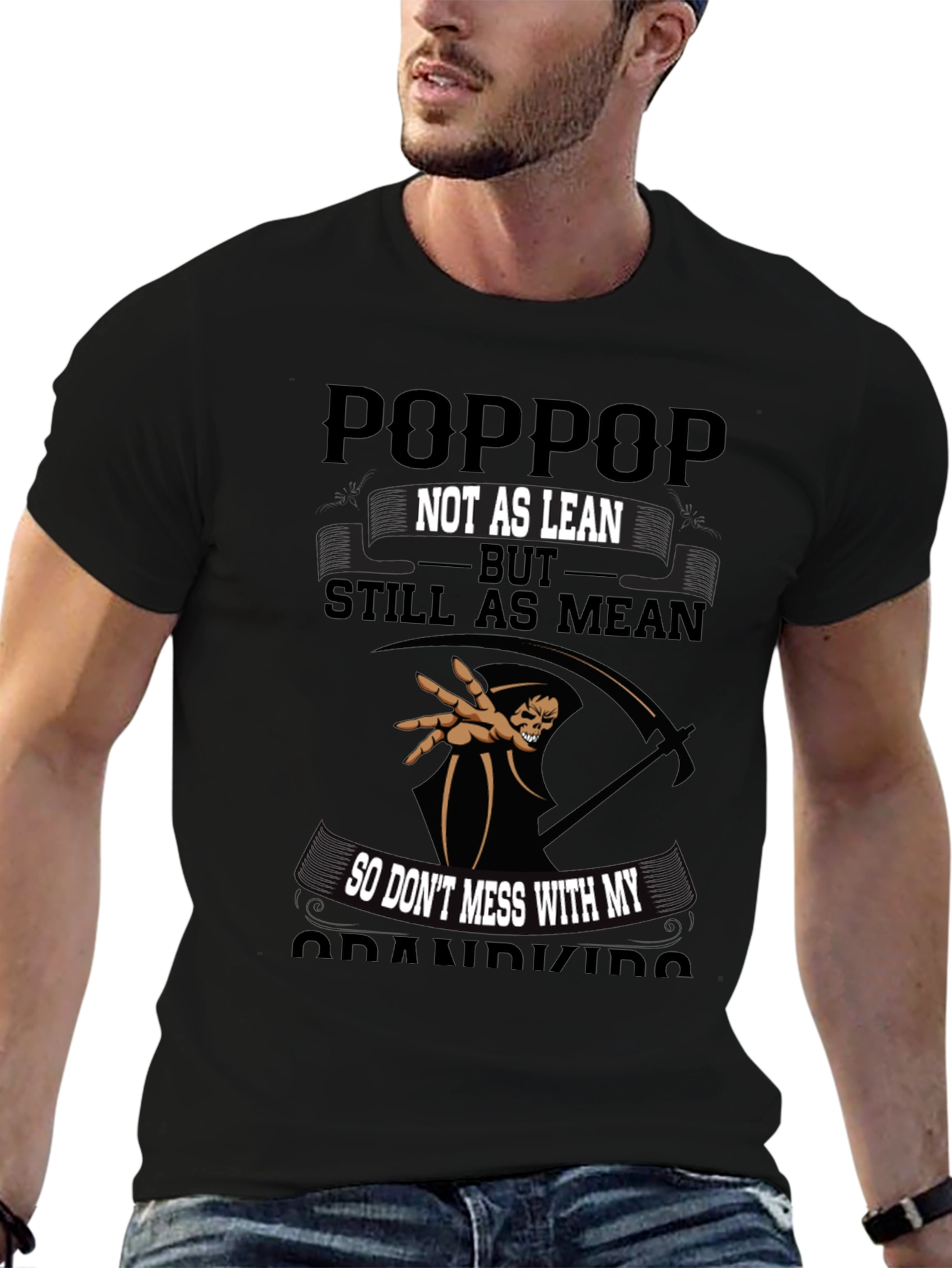 Black "Poppop, Not as Lean, Still as Mean" Graphic Tee view 6