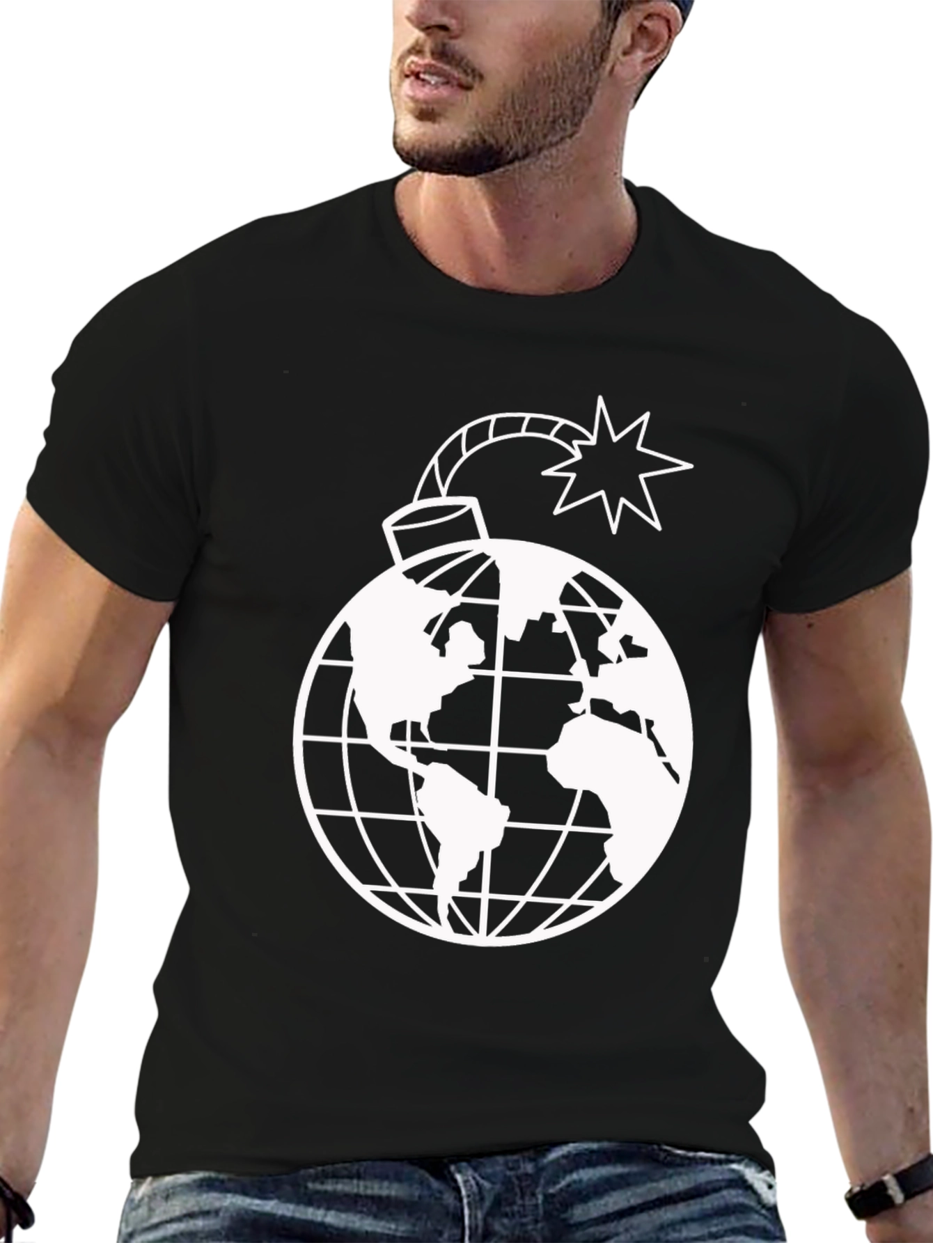 Black Global Bomb Tee - Men's Graphic T-Shirt view 6