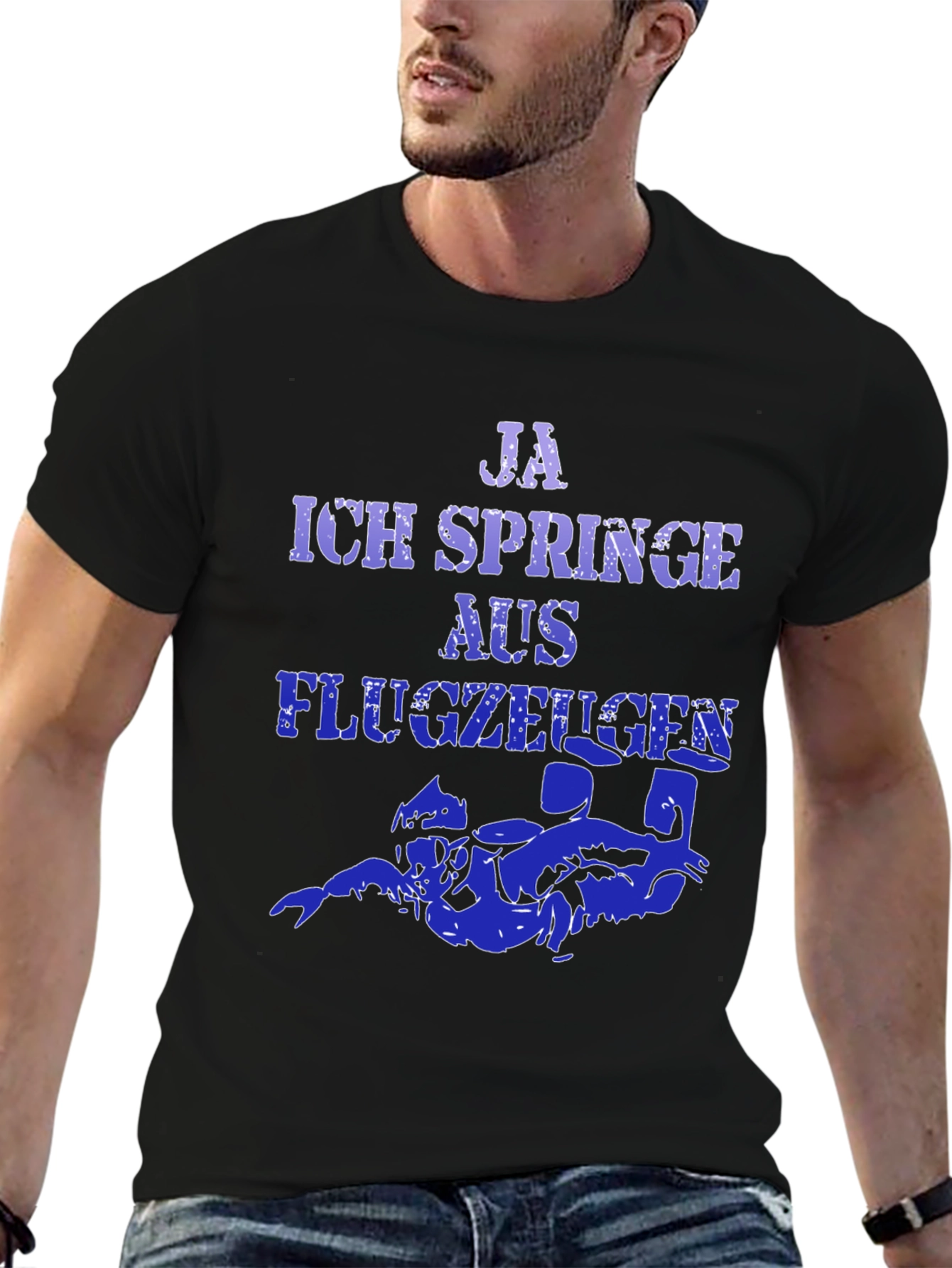 Black Ja Ich Springe Aus Flugzeugen T-Shirt - Skydiving Shirt view 6