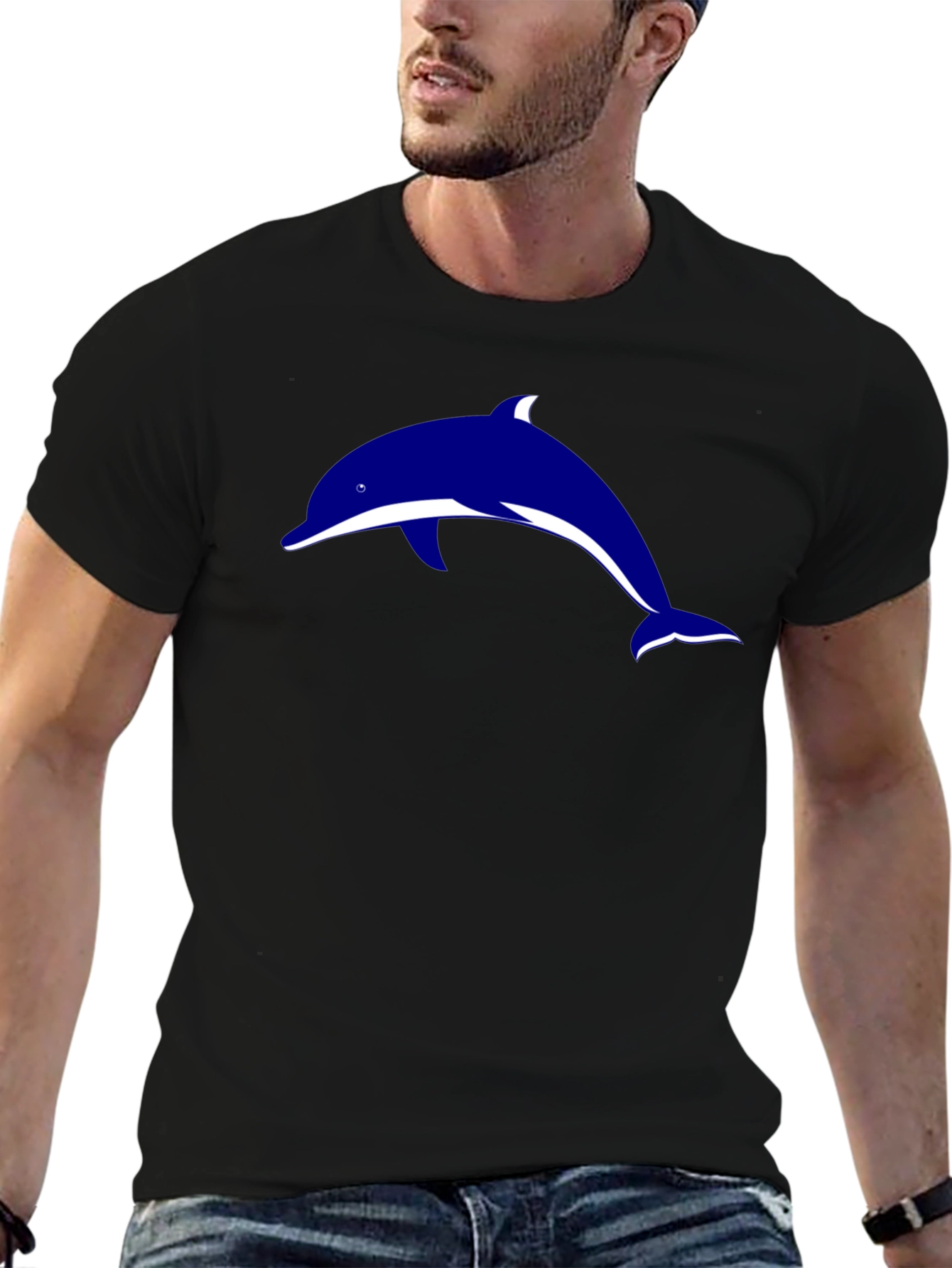 Black Black Dolphin Graphic Tee - Stylish Casual Wear view 6