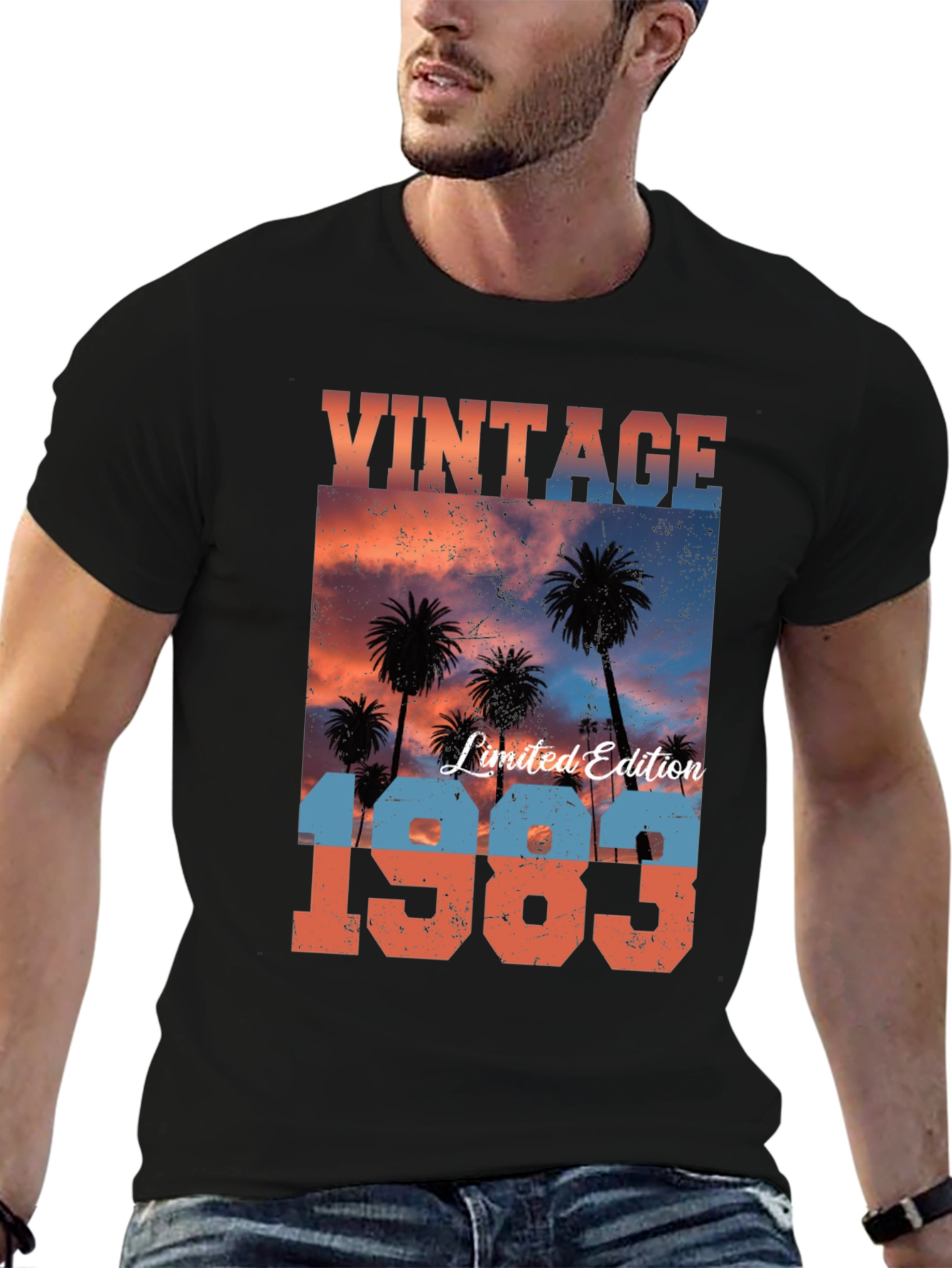 Black Vintage 1983 Palm Sunset T-Shirt view 6