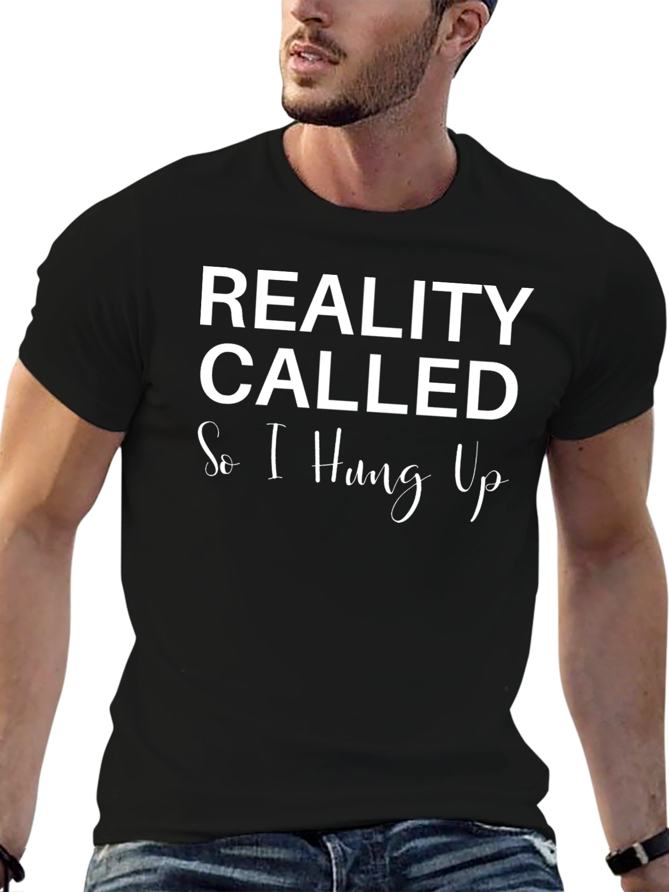 Black Reality Called Funny Slogan Graphic Tee view 6