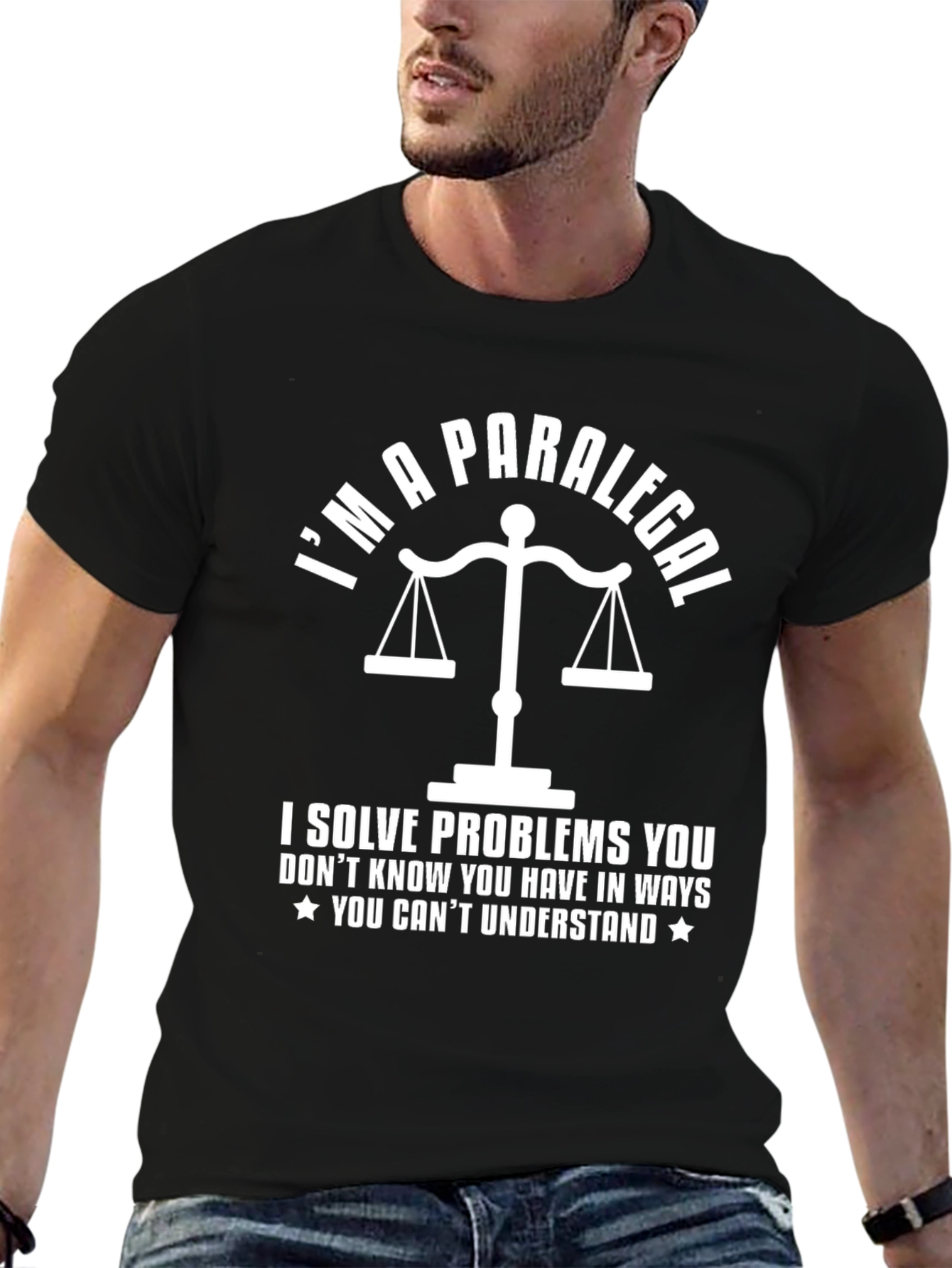 Black I'm a Paralegal T-Shirt - Solve Problems view 6