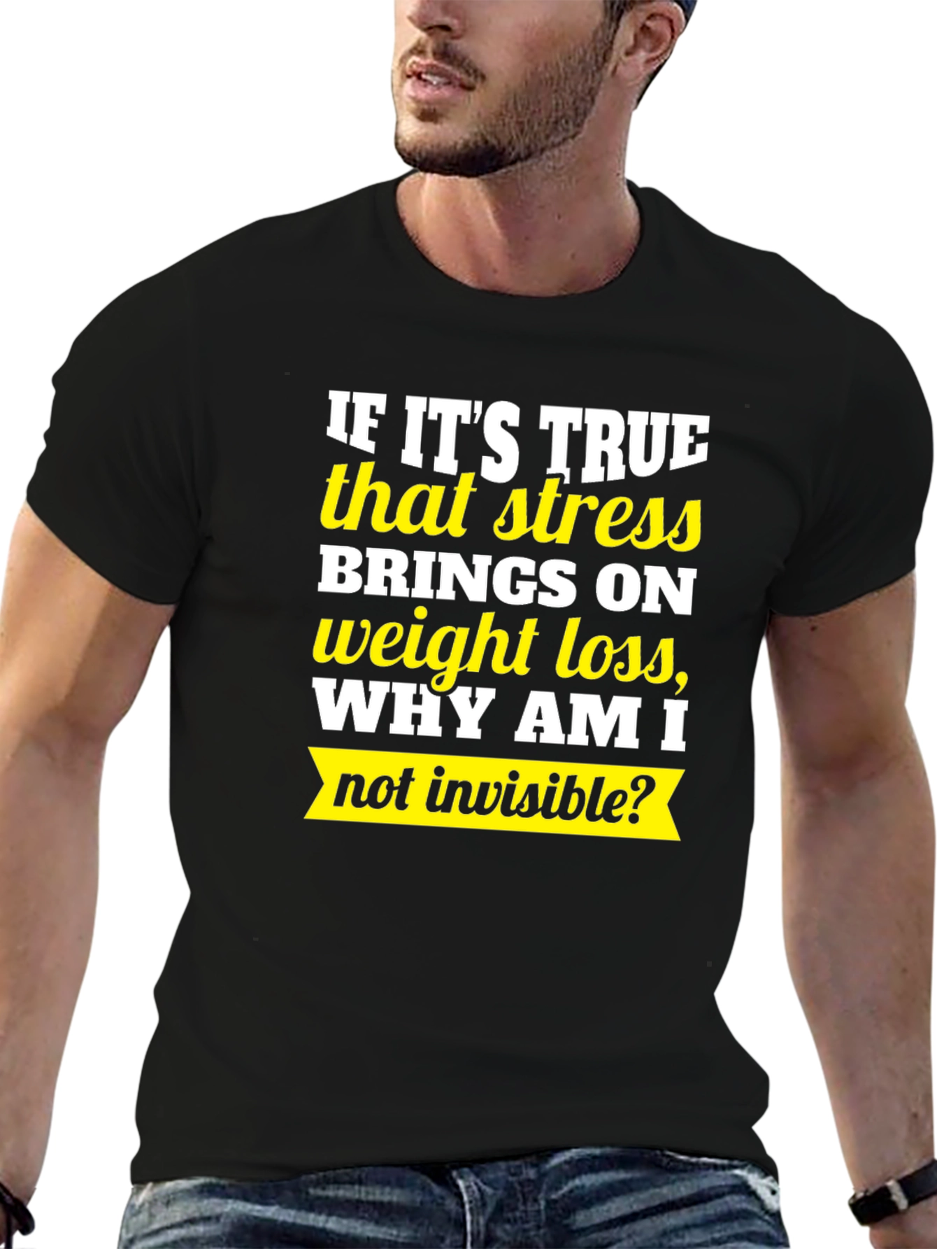 Black Stress Weight Loss Graphic Tee view 6