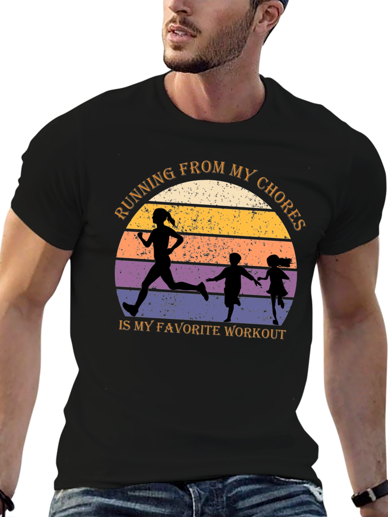 Black Running From My Chores Graphic Tee view 6