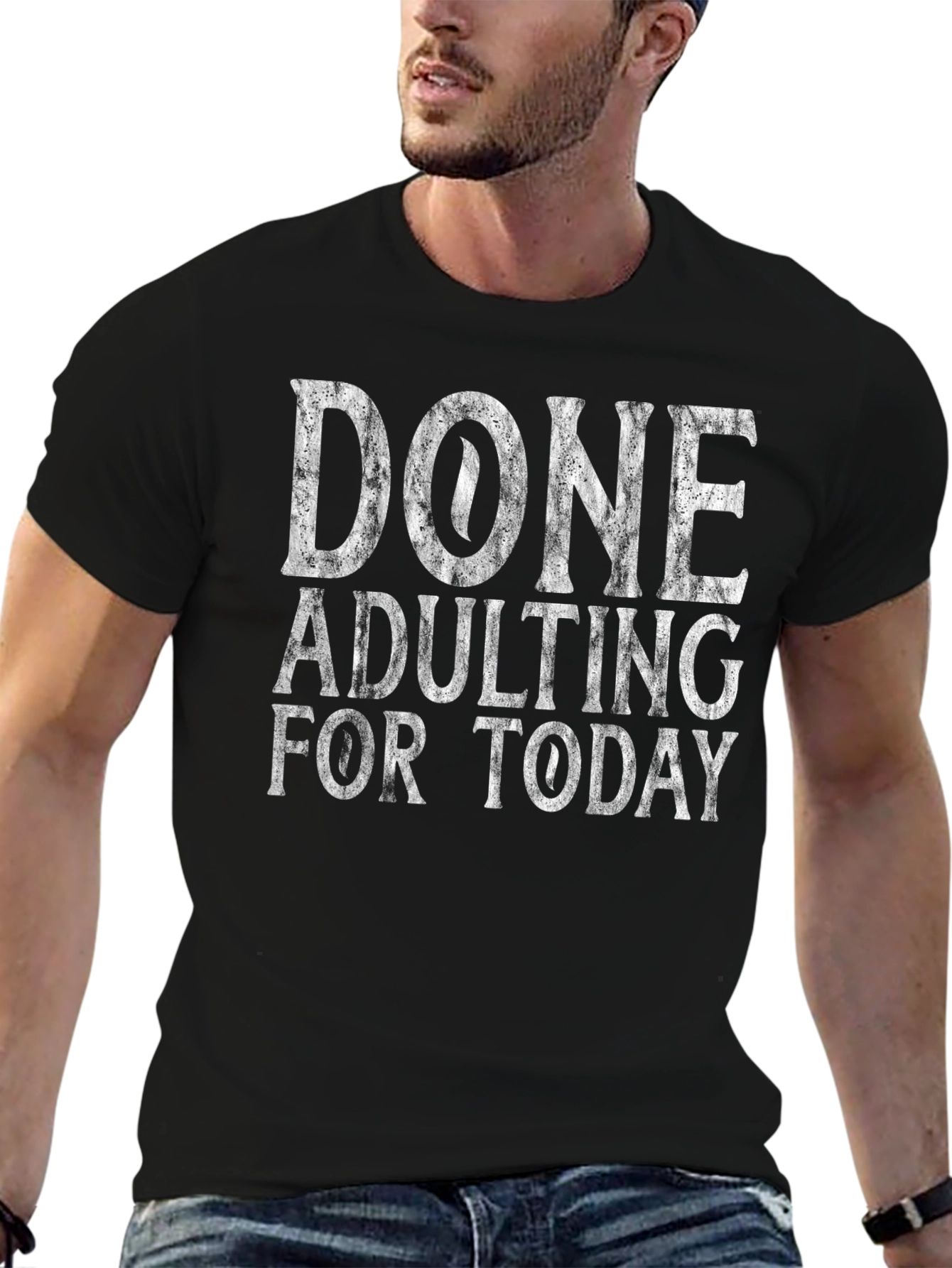Black Done Adulting Today Tee - Funny Graphic T-Shirt view 6