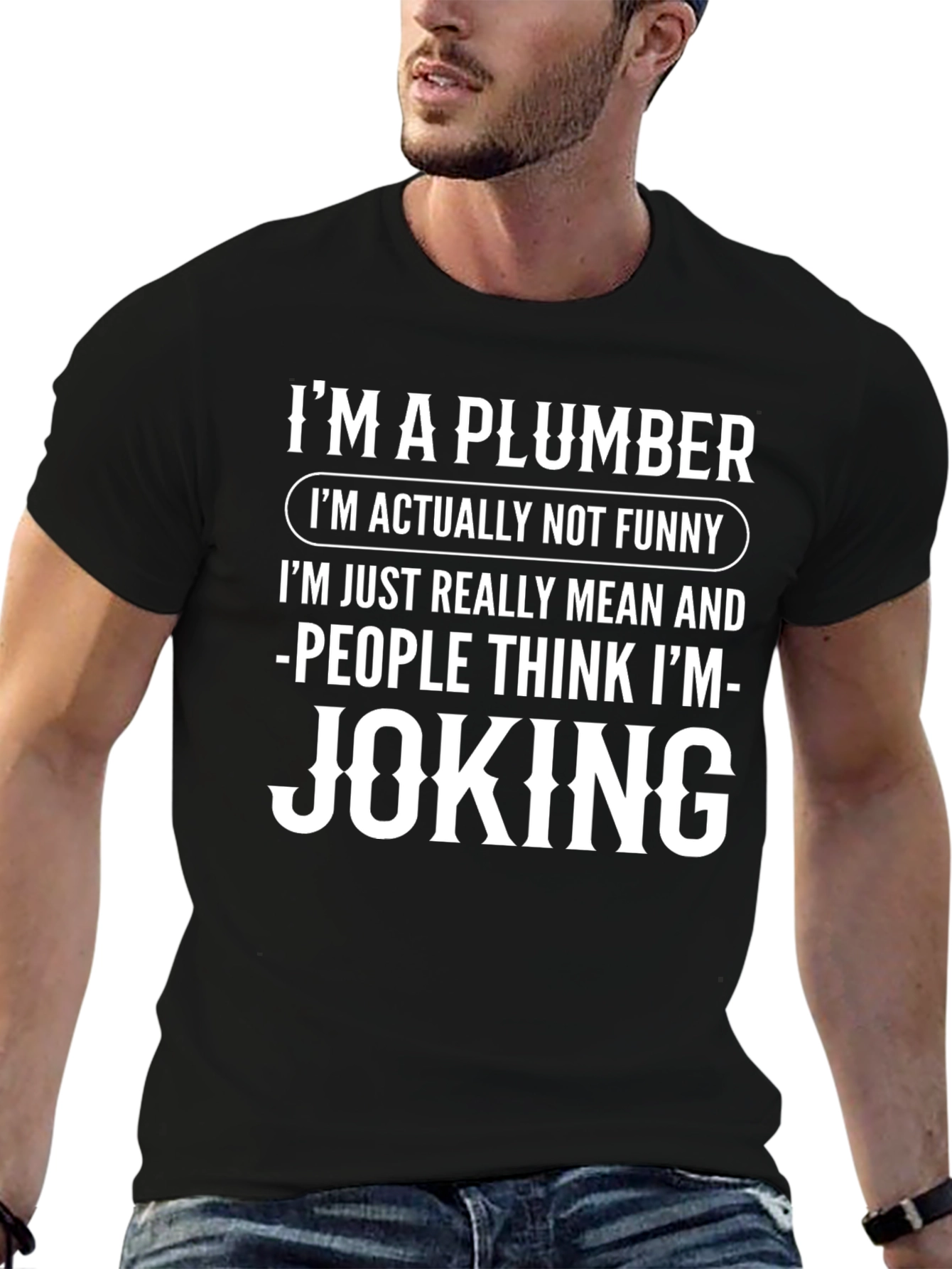 Black Funny Plumber Graphic T-Shirt - Mean Joking Tee view 6