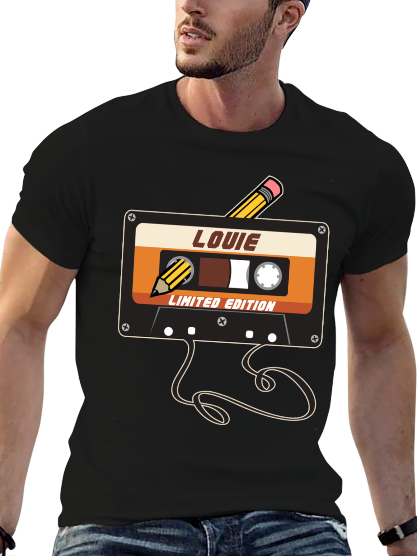 Black Louie Limited Edition Retro Cassette Tape Graphic Tee view 6