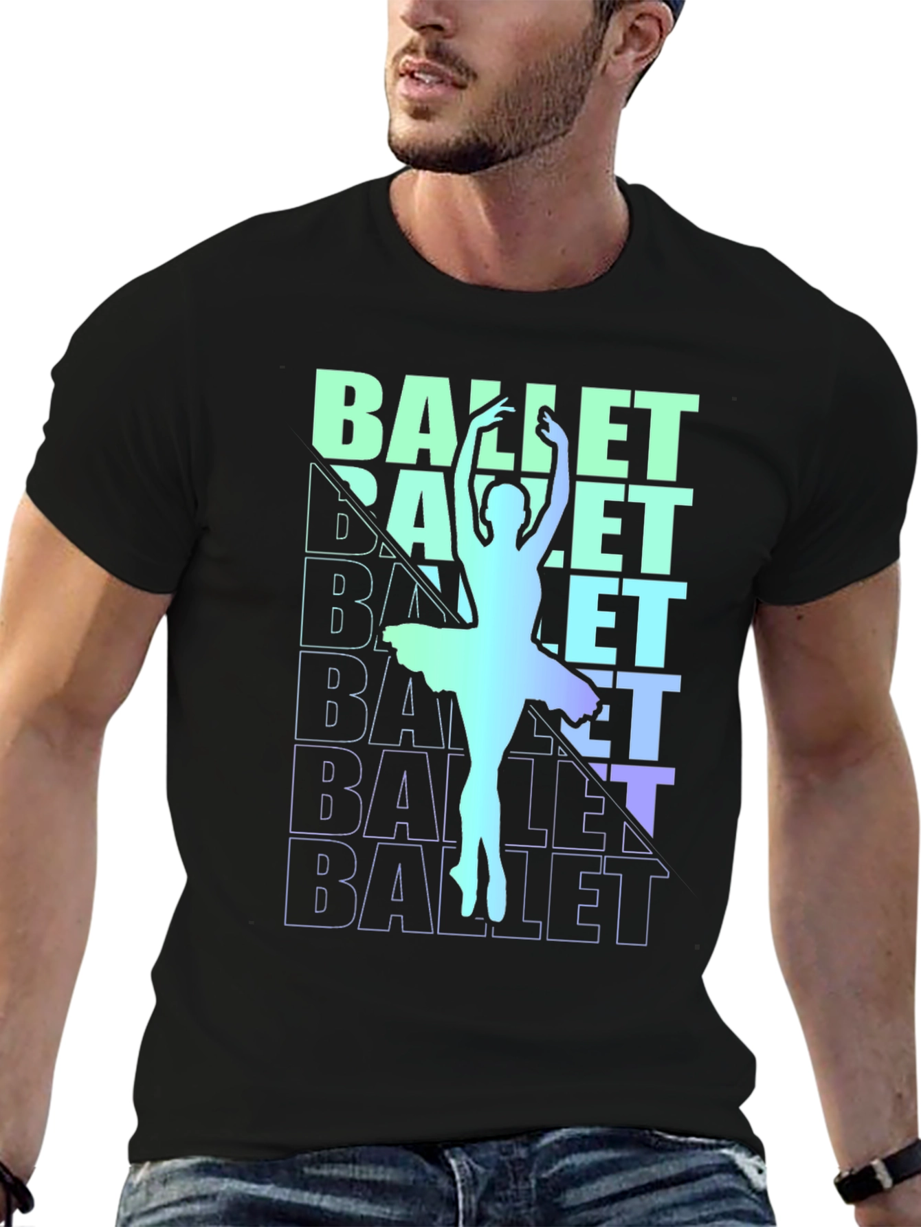 Black Ballet Dancer Graphic Tee - Stylish Men's Black T-Shirt view 6