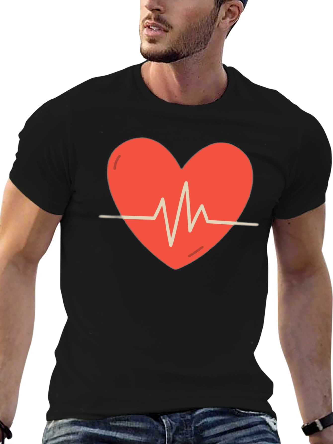 Black Heartbeat Graphic Tee - Stylish Comfort view 6
