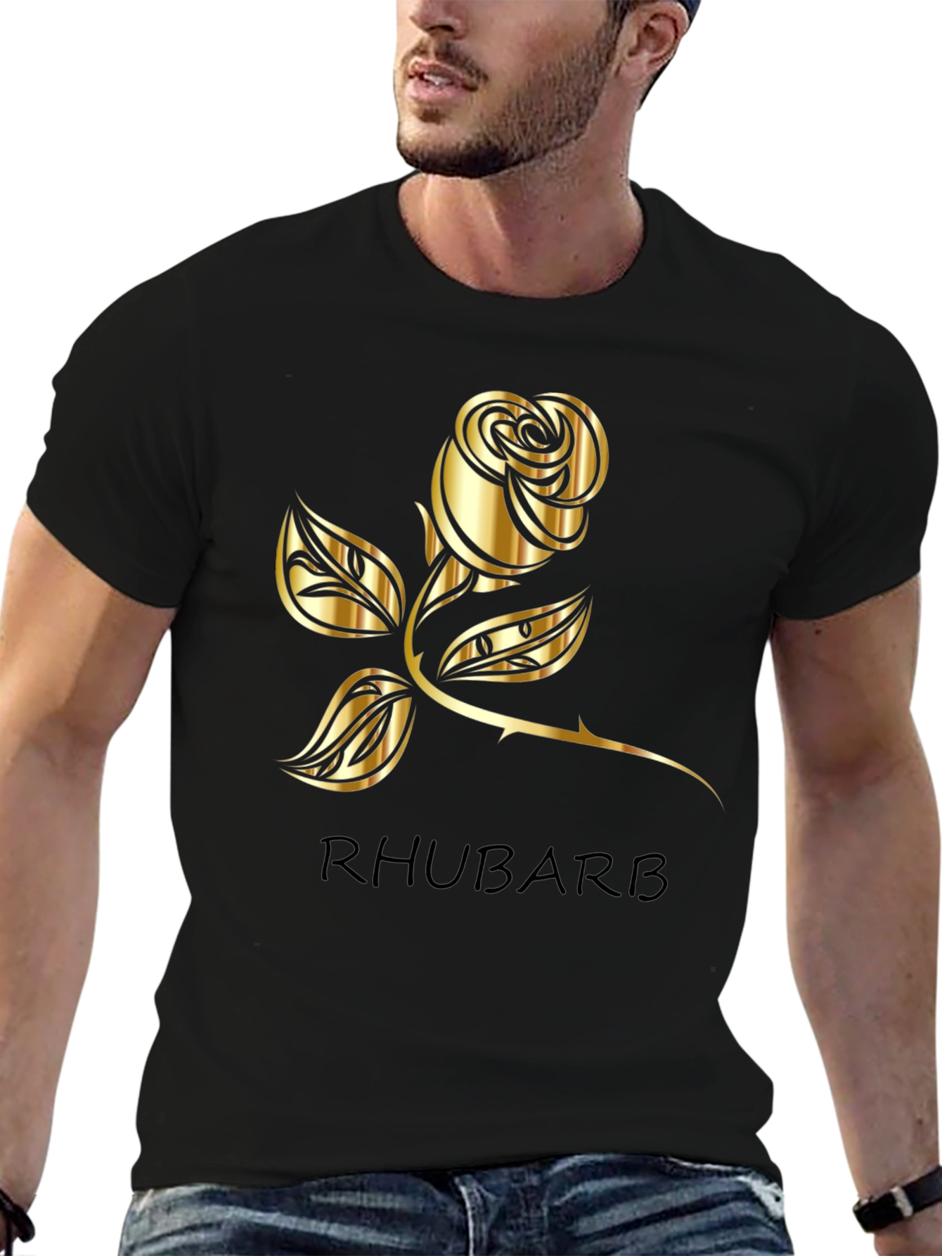 Black Rhubarb Rose Graphic Tee - Black T-Shirt view 6